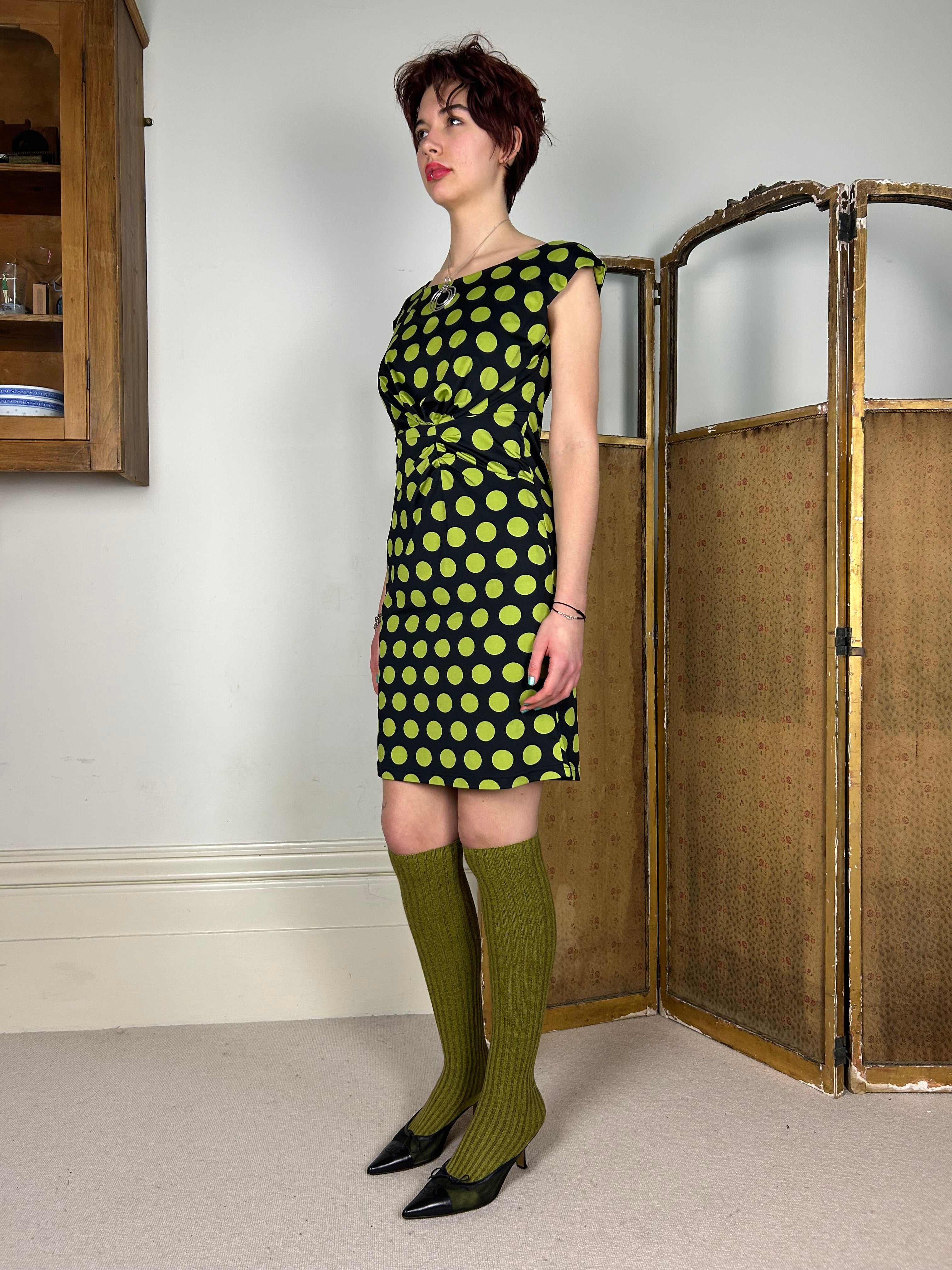 Green and Black Polka Dot Dress