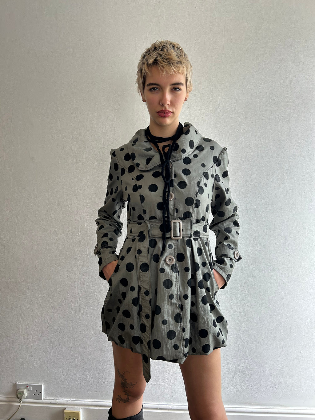 Polka dot bubble coat