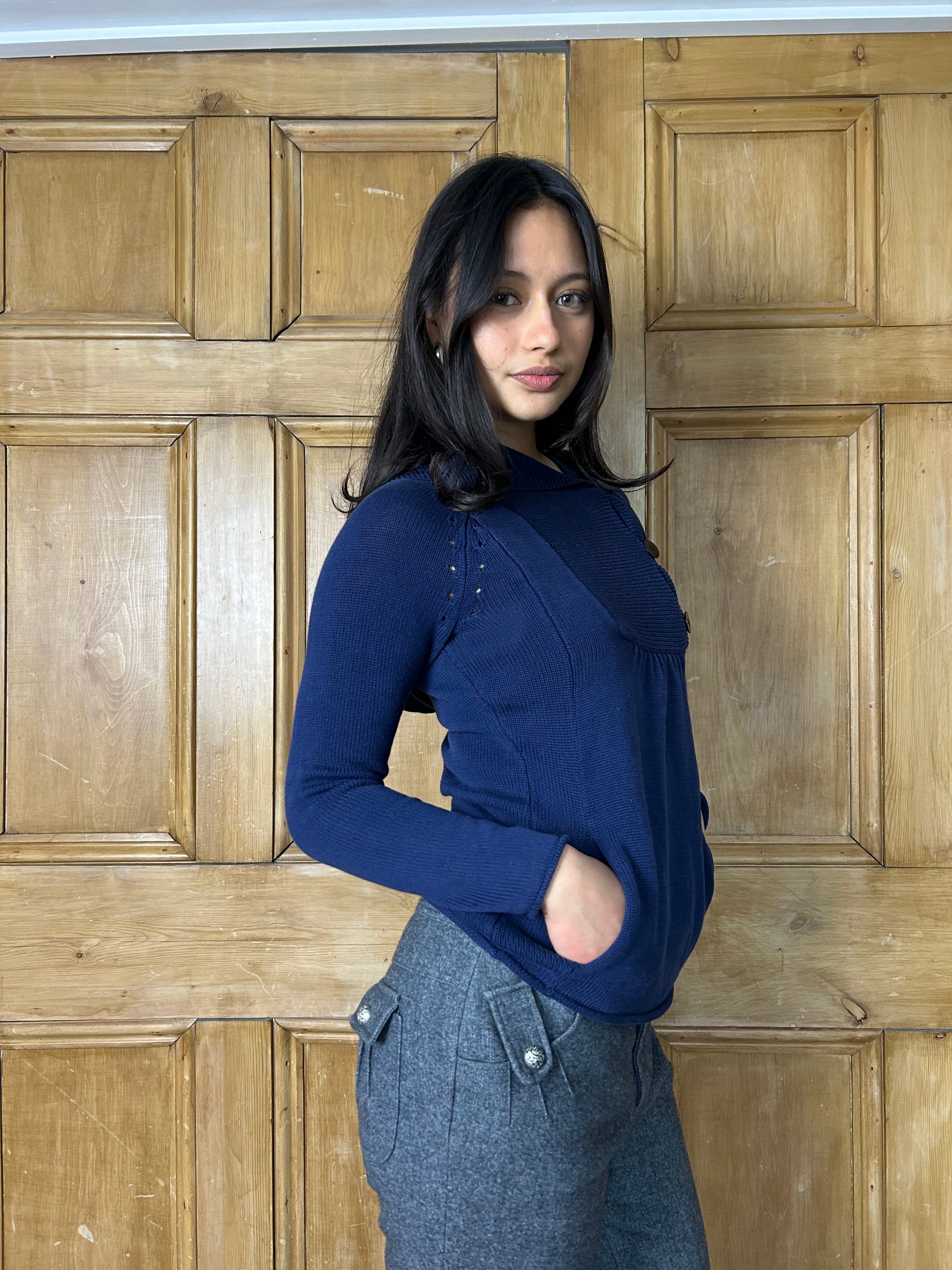 Navy knit hoodie