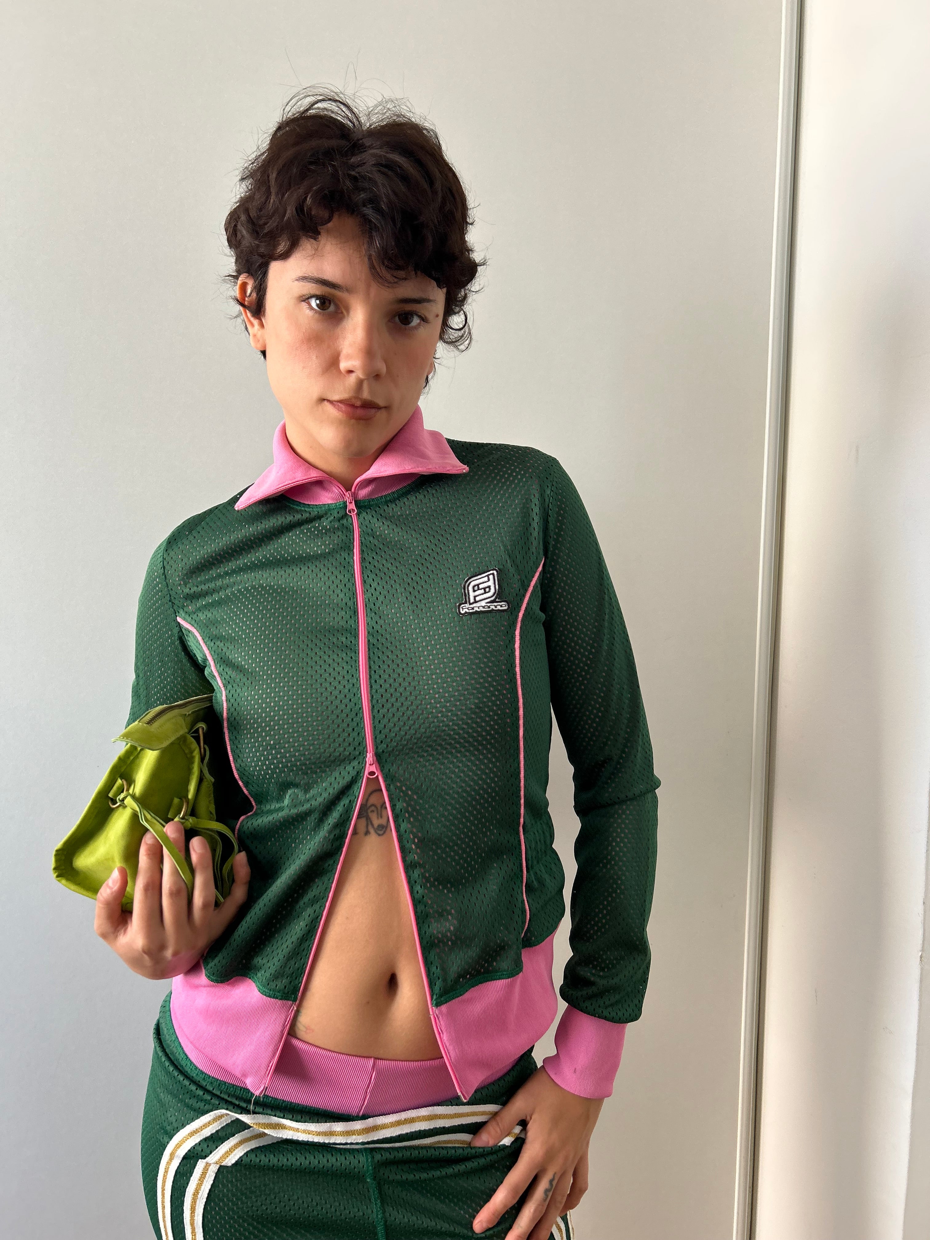 Fornarina Green and Pink Tracksuit Skirt Set