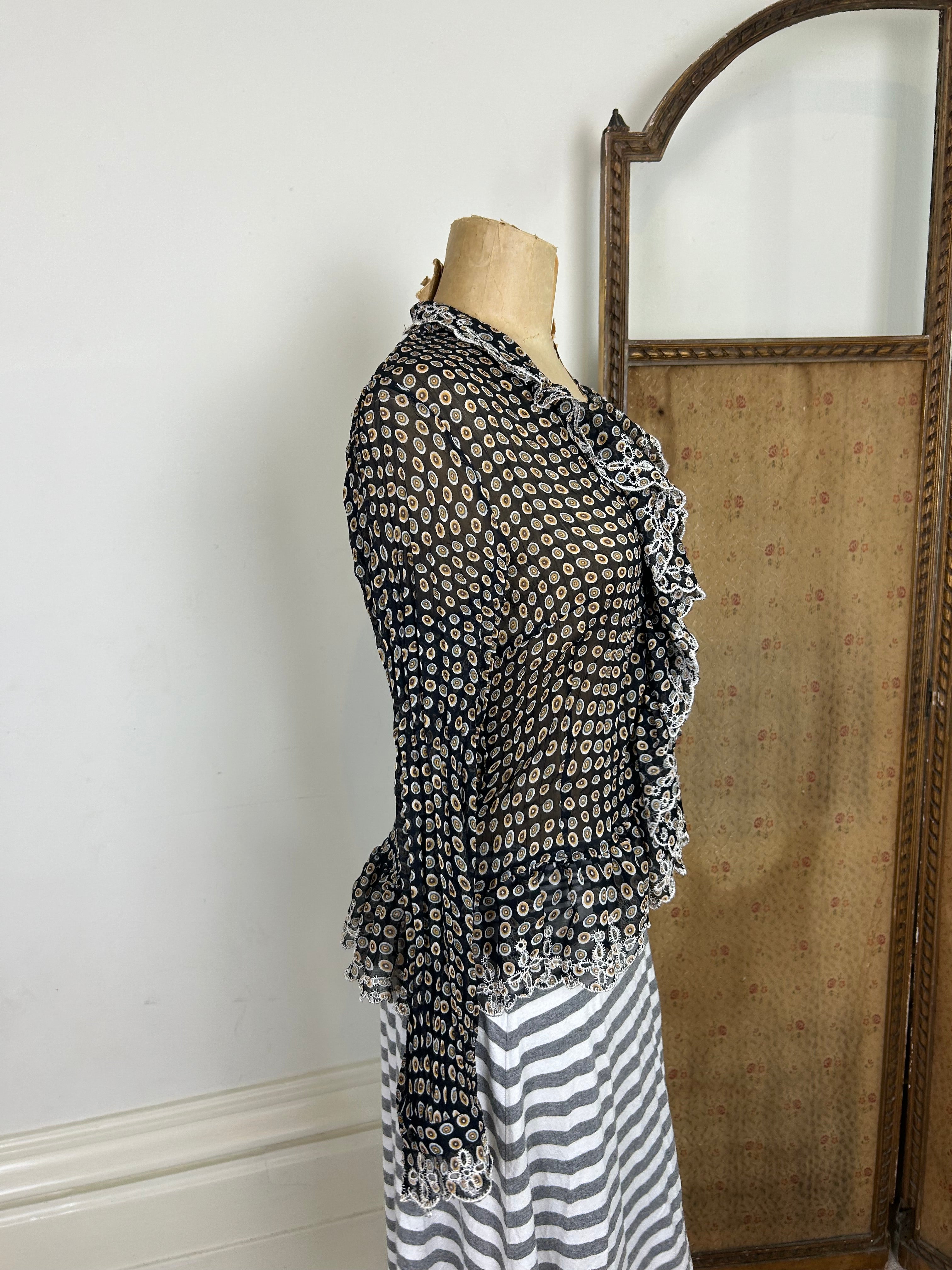 Ruffle sheer cardigan
