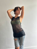 Black crochet and sequin top