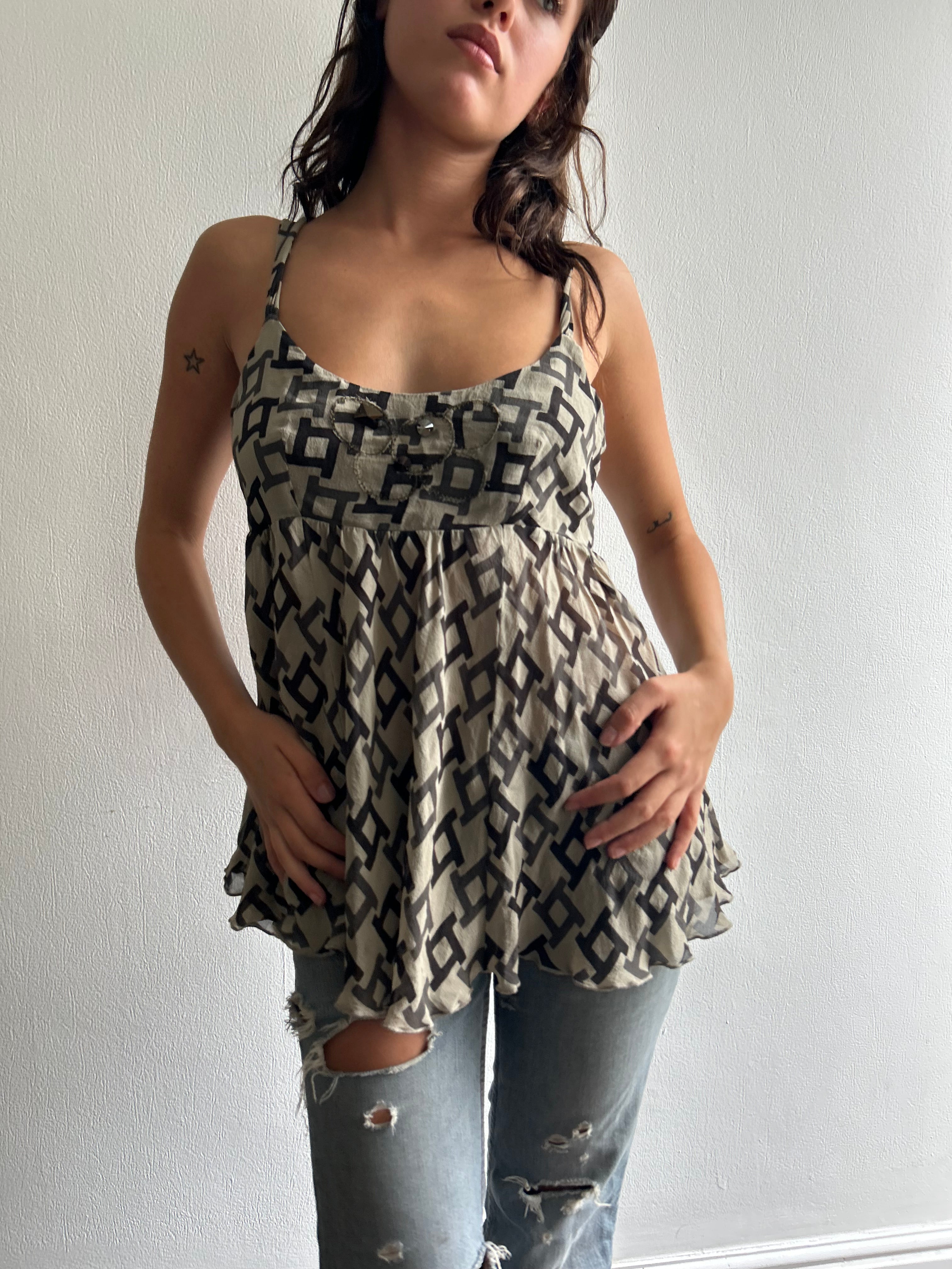 Geometric Silk IKKS Top