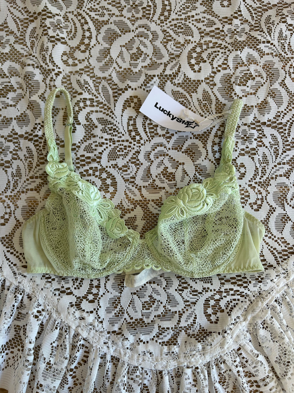 Vintage Mint Green Lace Bra