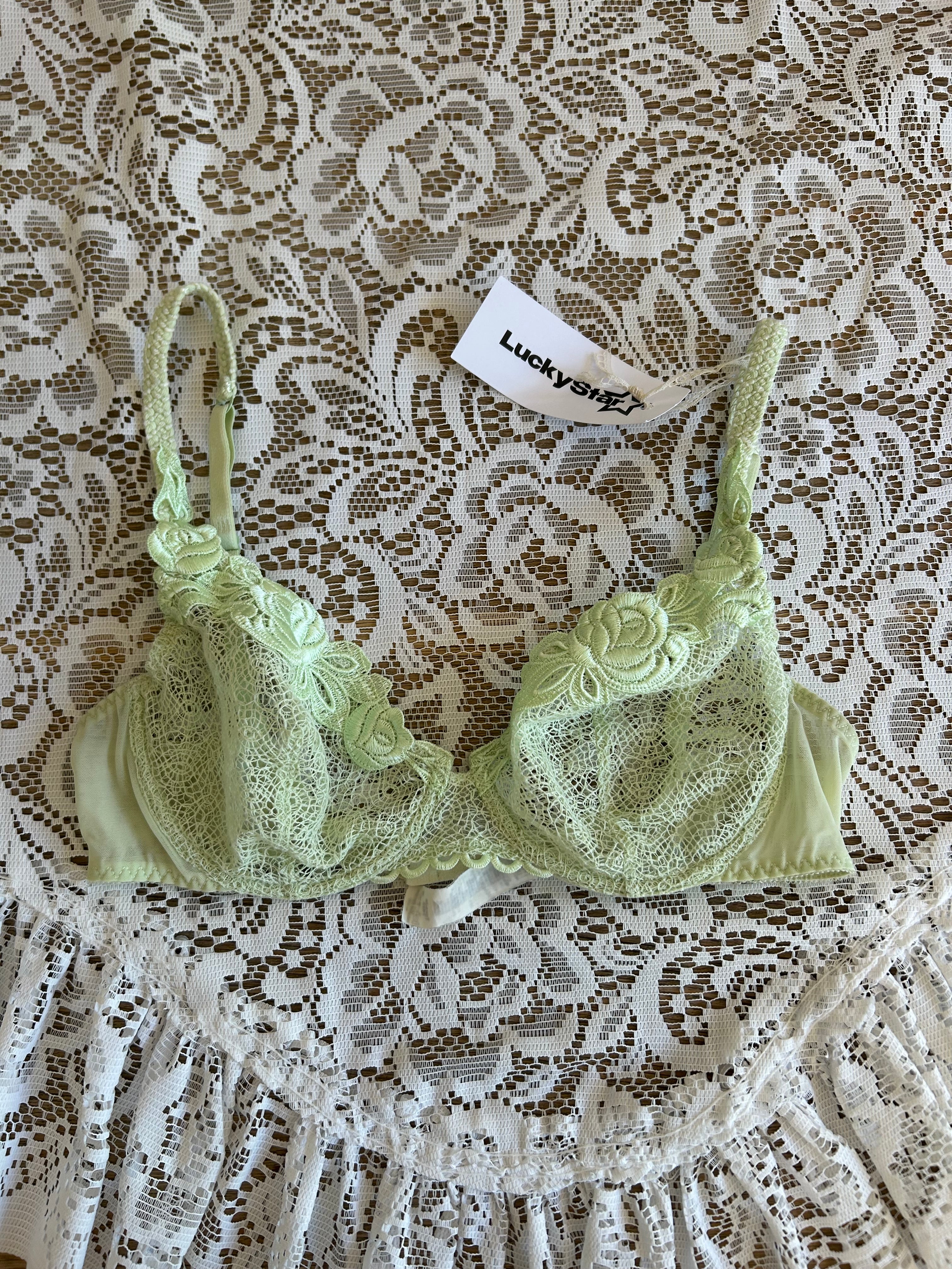 Vintage Mint Green Lace Bra