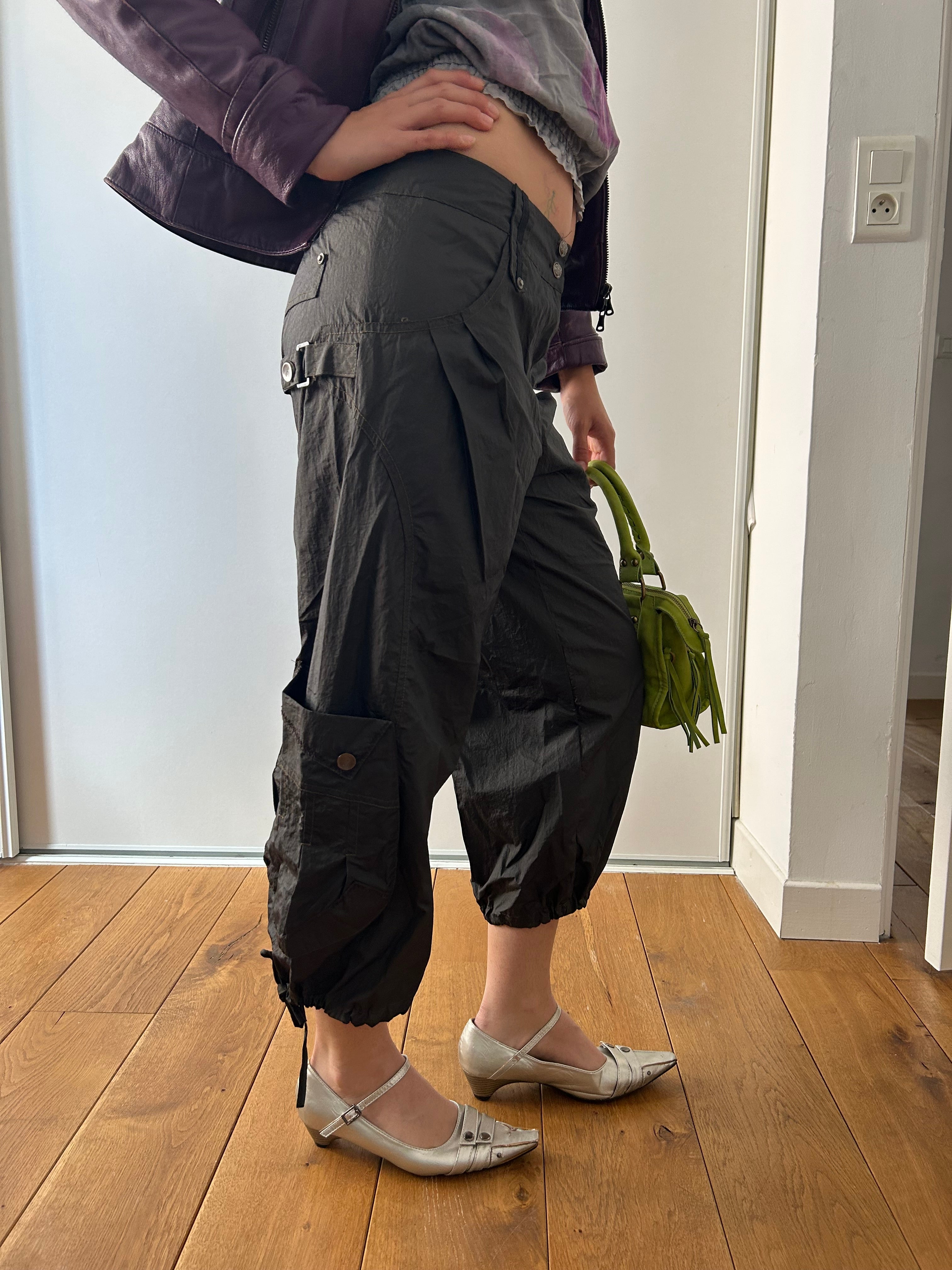 Grey Balloon Cropped Trousers