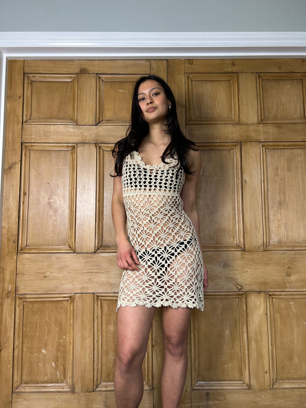 Cream crochet beach dress