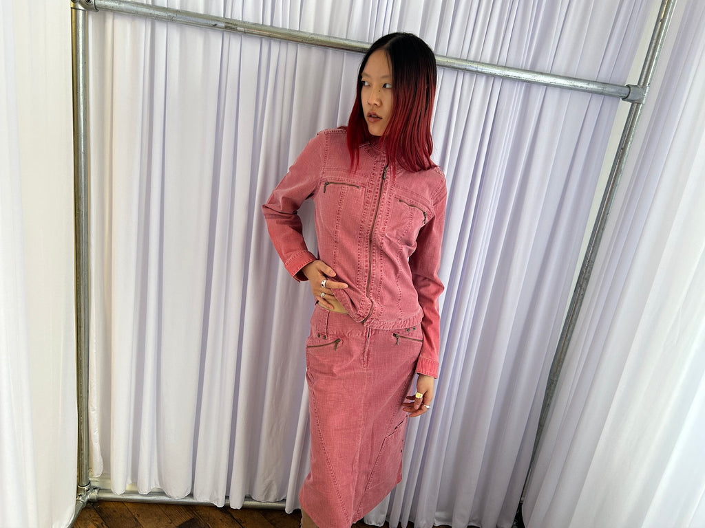 Pink Two Piece Skirt Suit