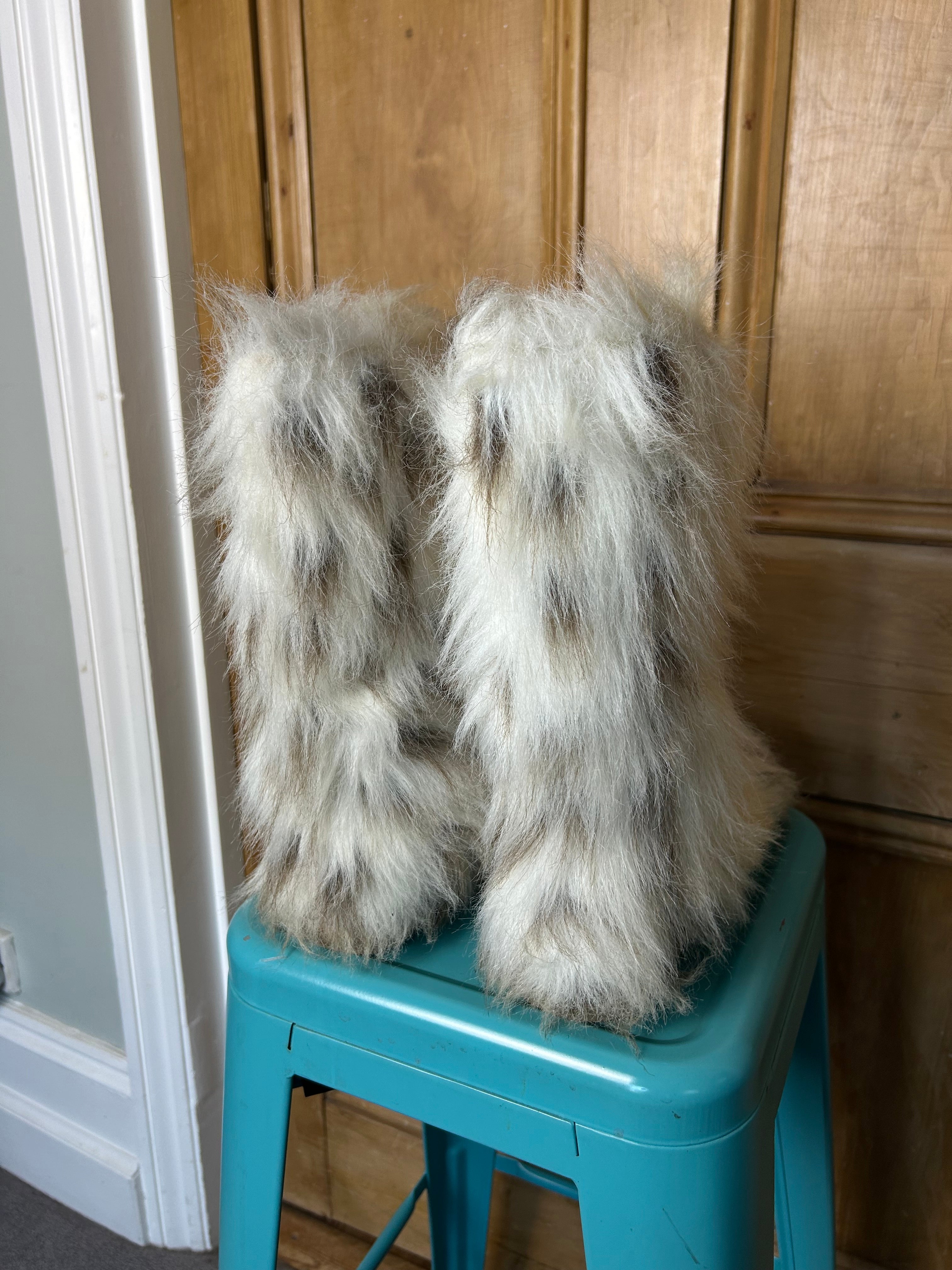 Cream furry boots