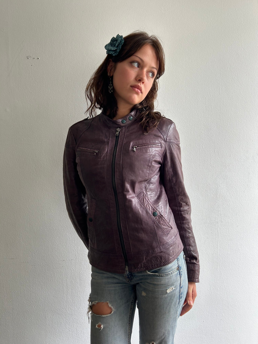 Grape Vintage Leather Jacket