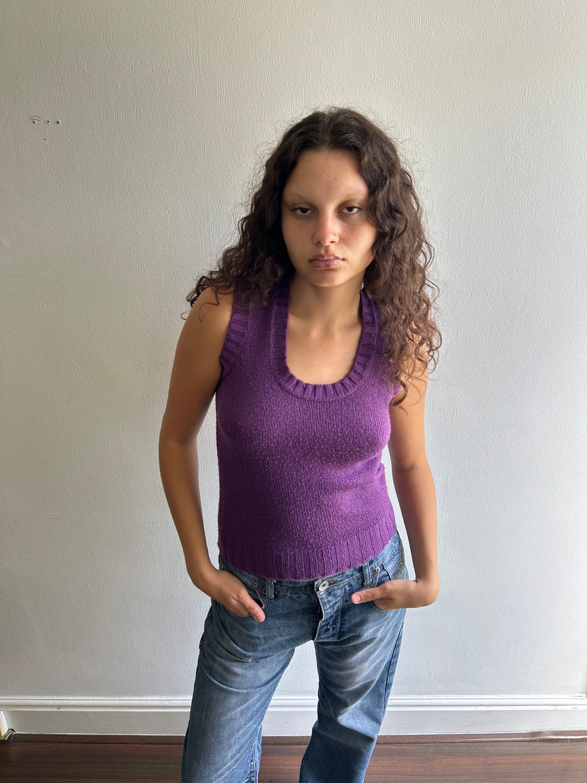 Purple Knit Sweater Vest