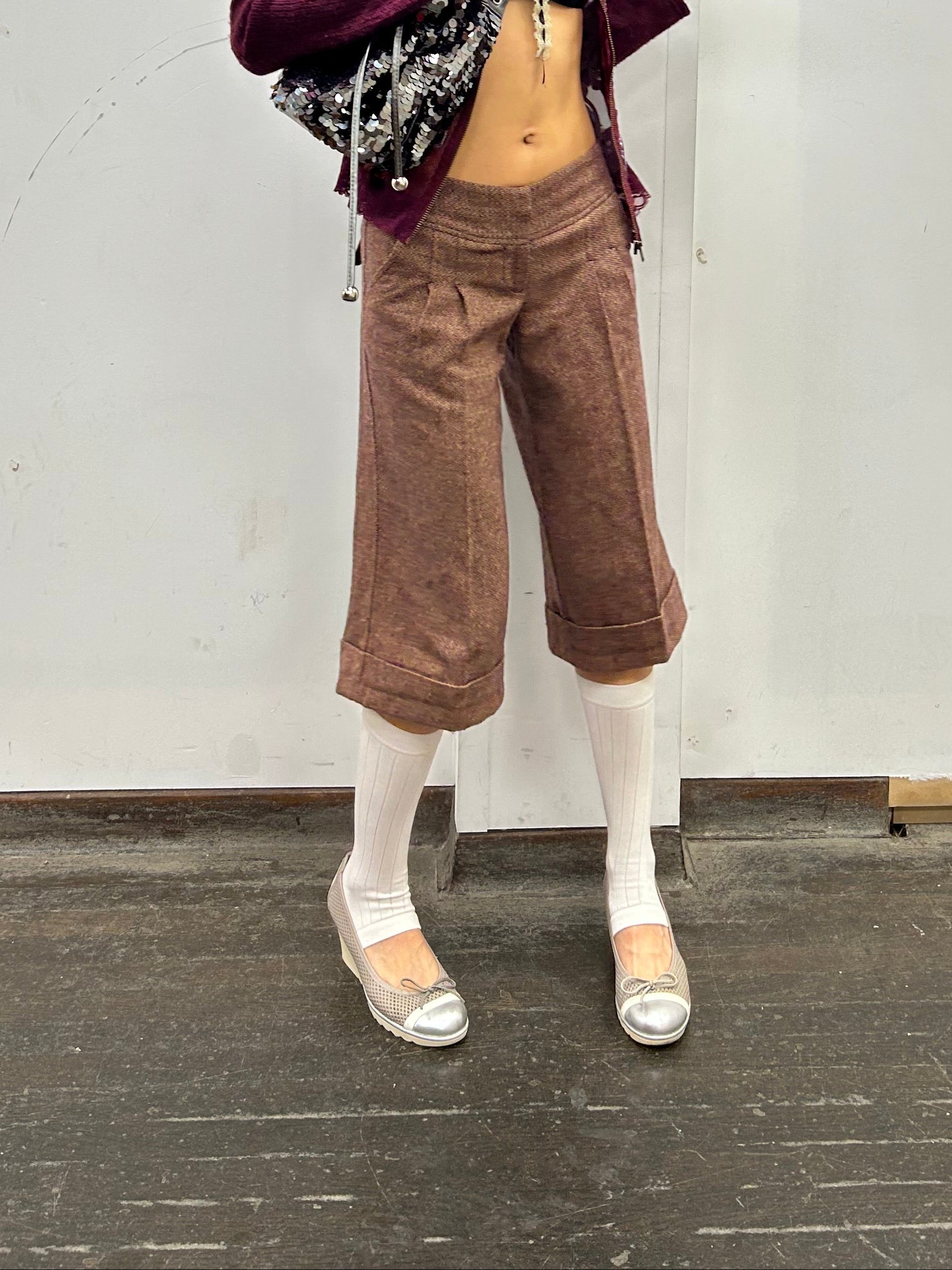 Pink Tweed Cropped Trousers