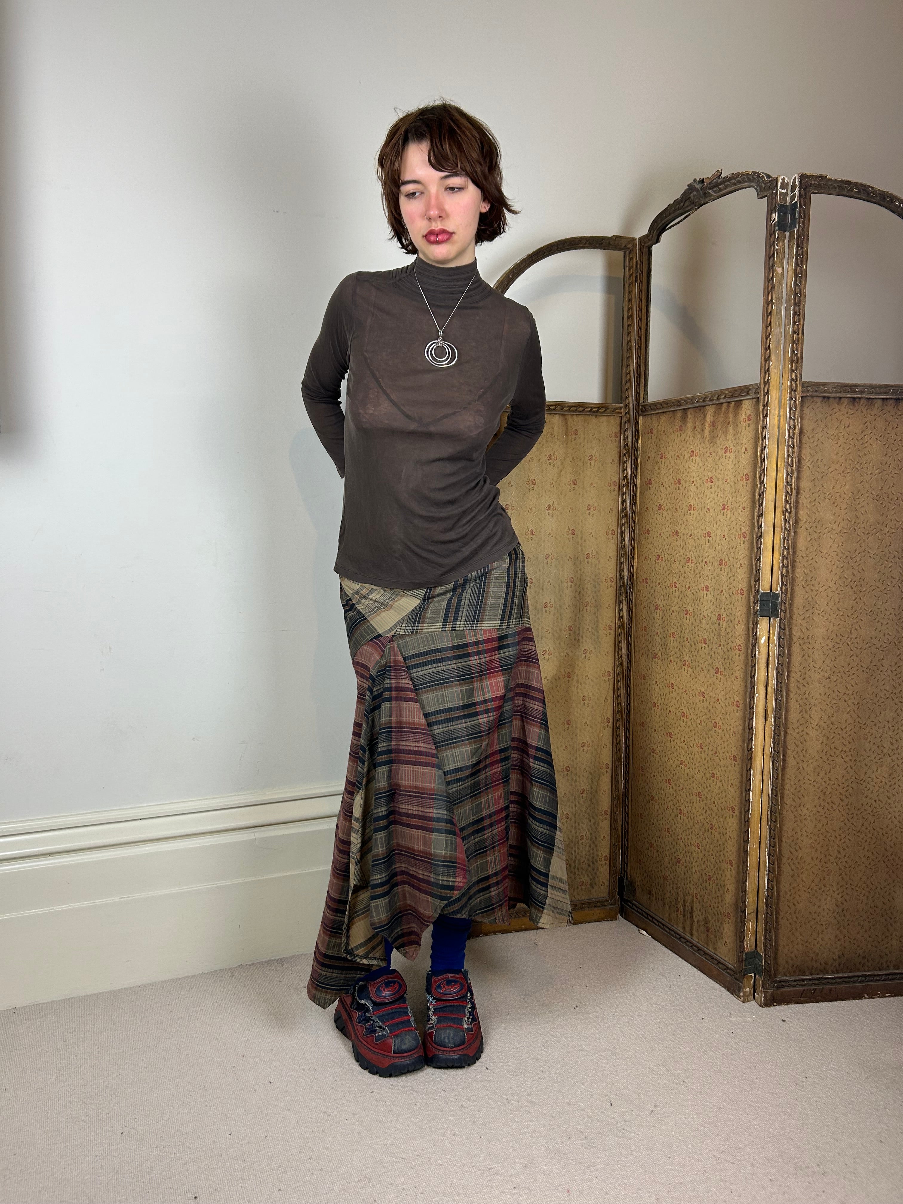 Tartan asymmetrical skirt