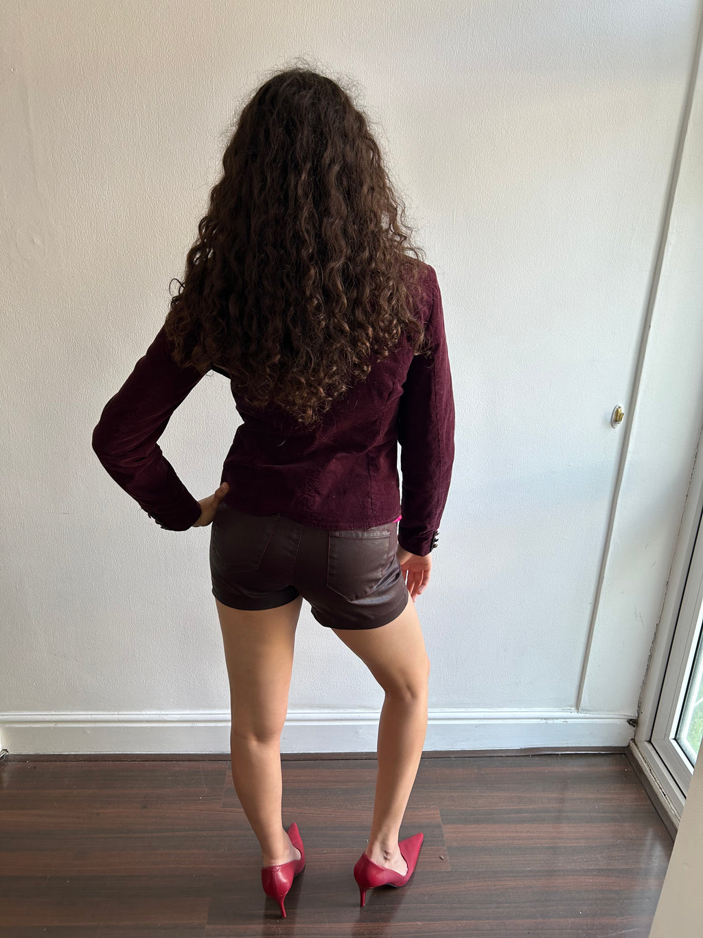 Military Style Grape Corduroy Jacket