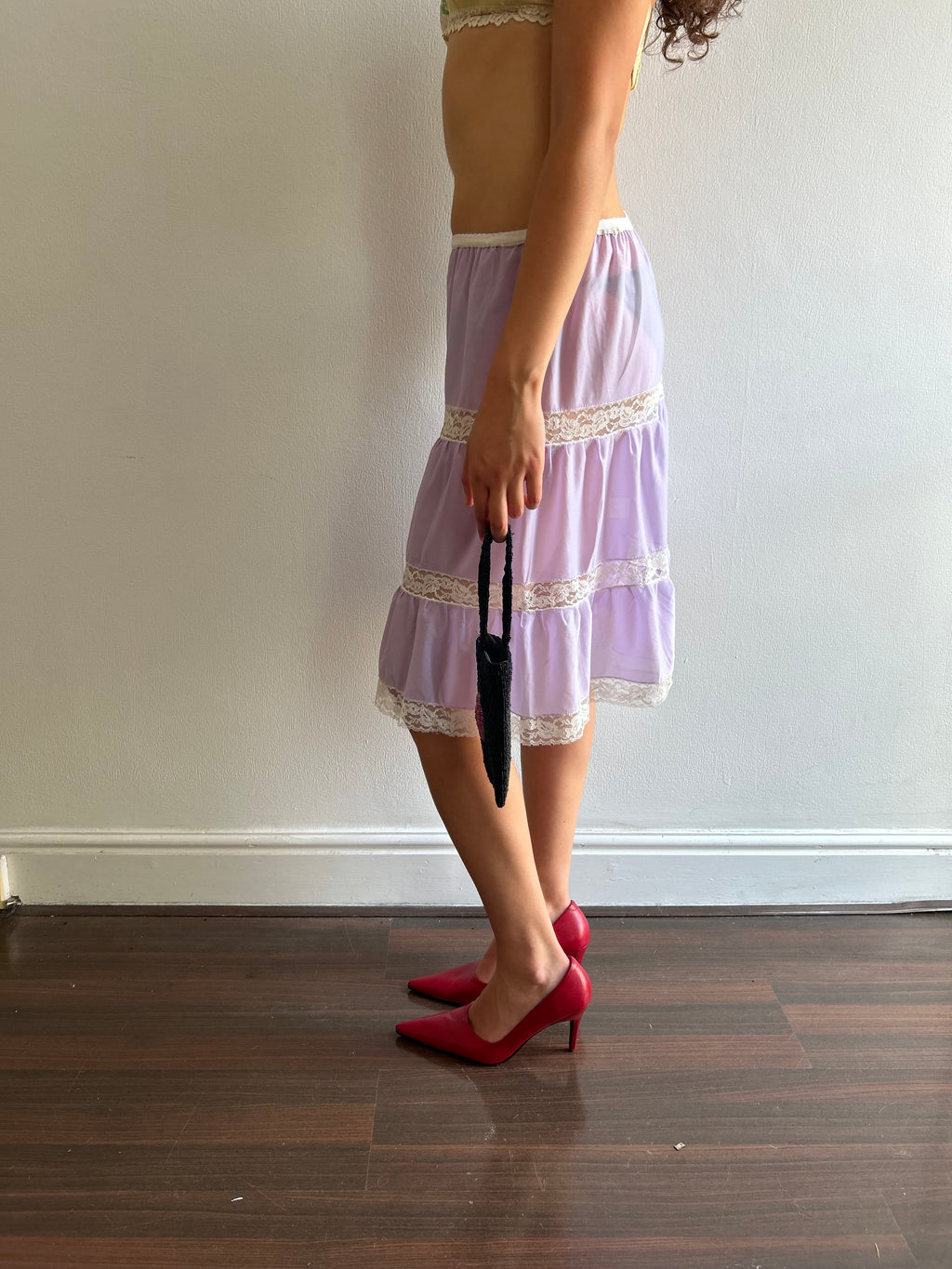 Vintage Lilac Tiered Slip Skirt