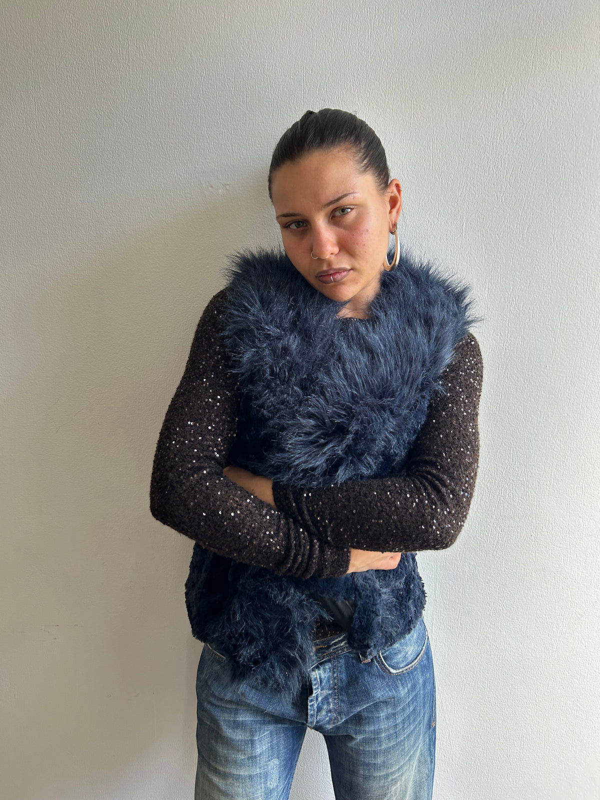 Blue Faux Fur Gilet