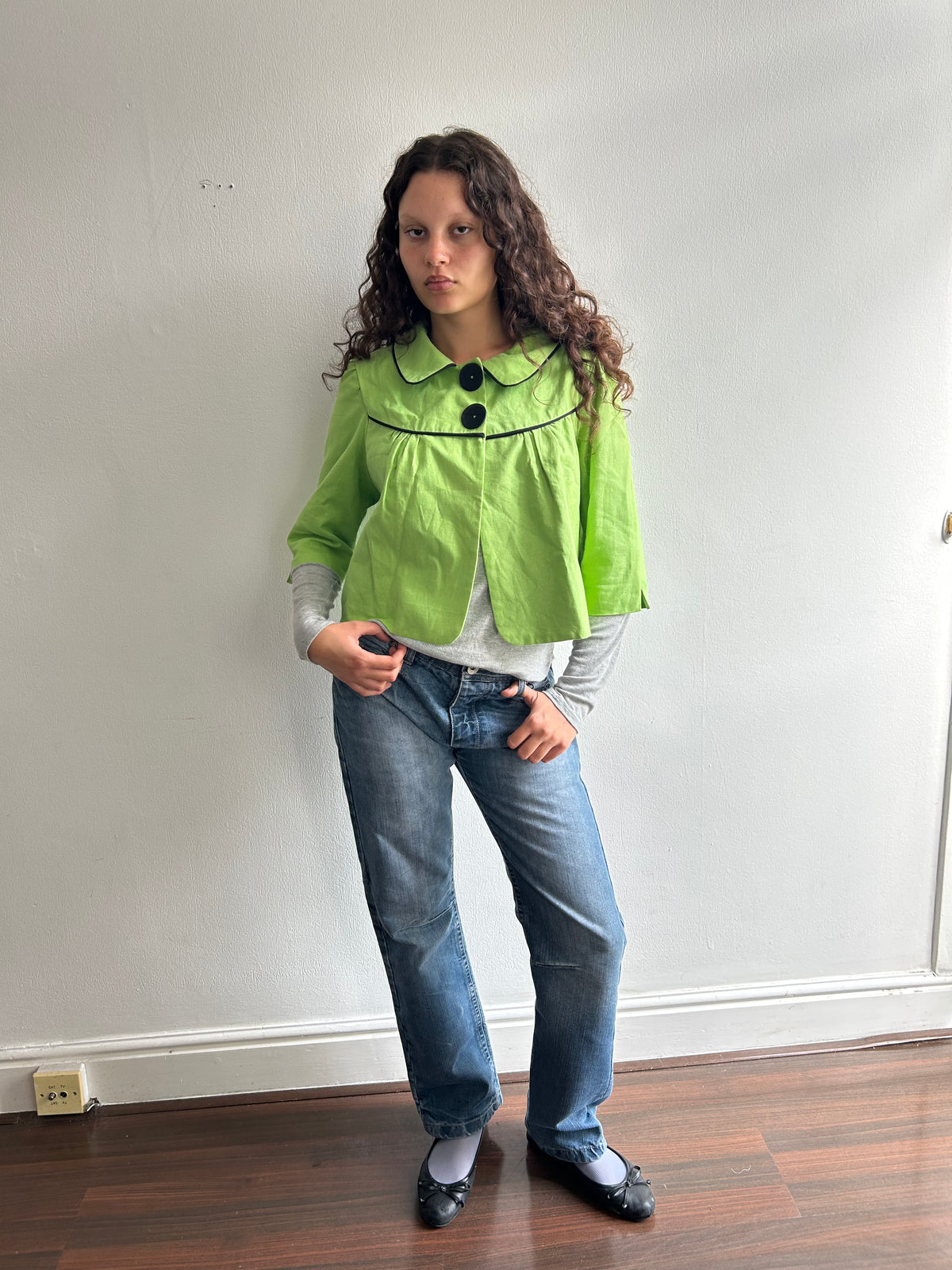 Lime Green Cropped Peacoat