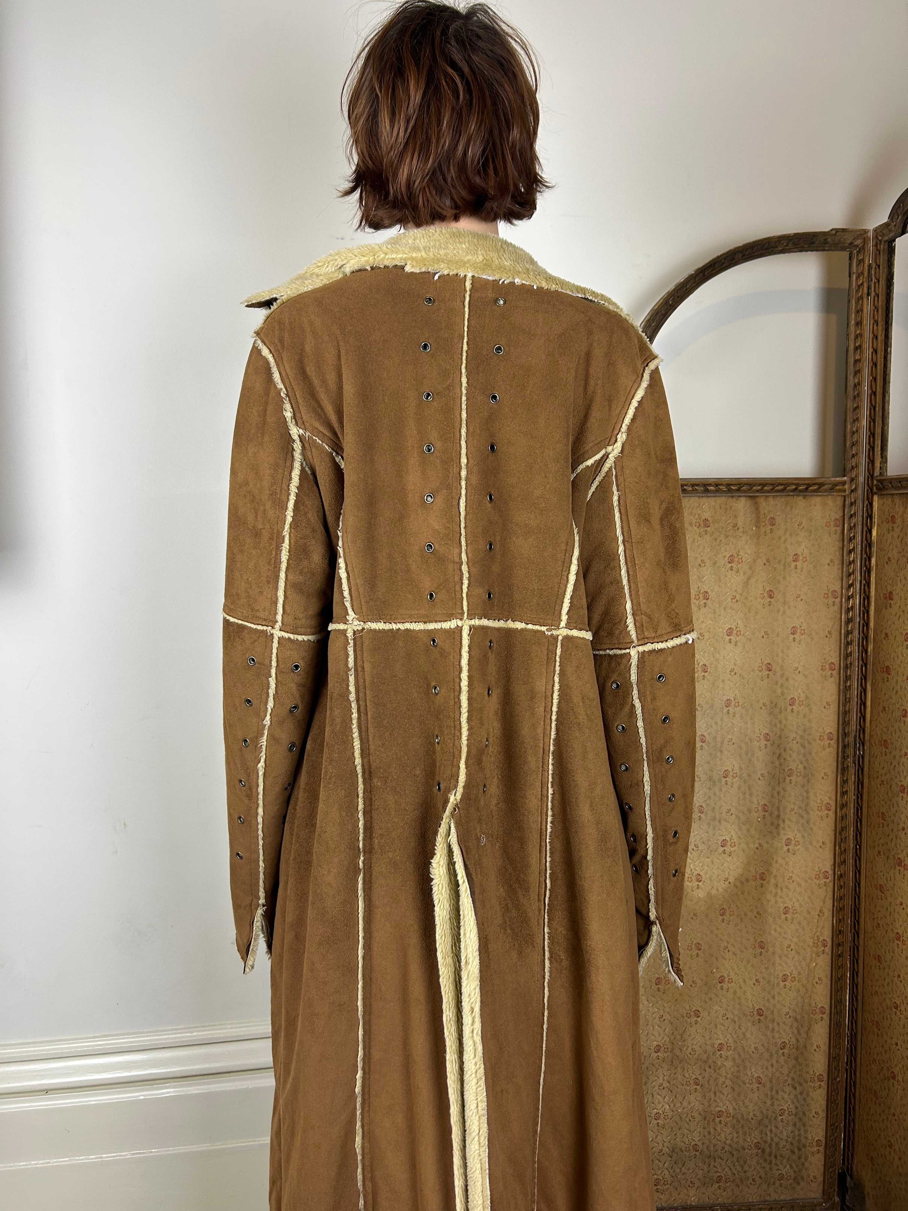 Two tone brown afghan trench coat