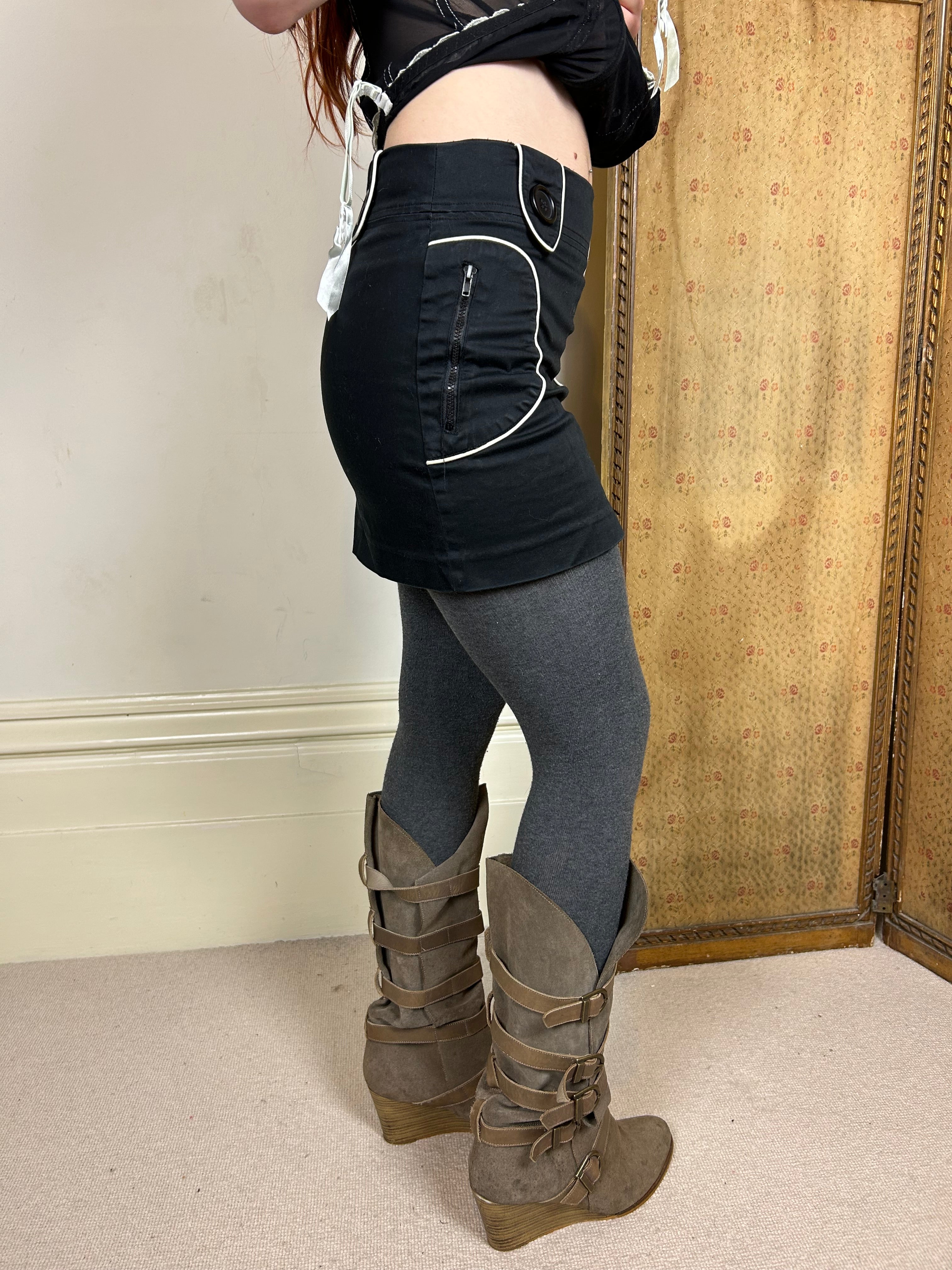 Black and white mini skirt