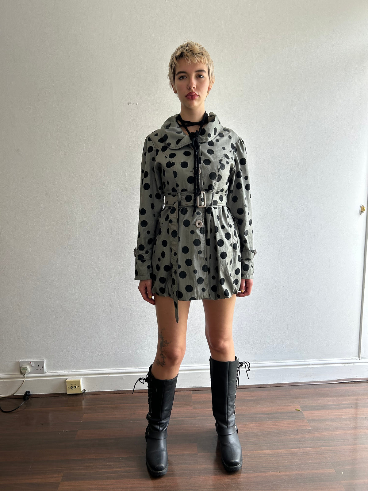 Polka dot bubble coat