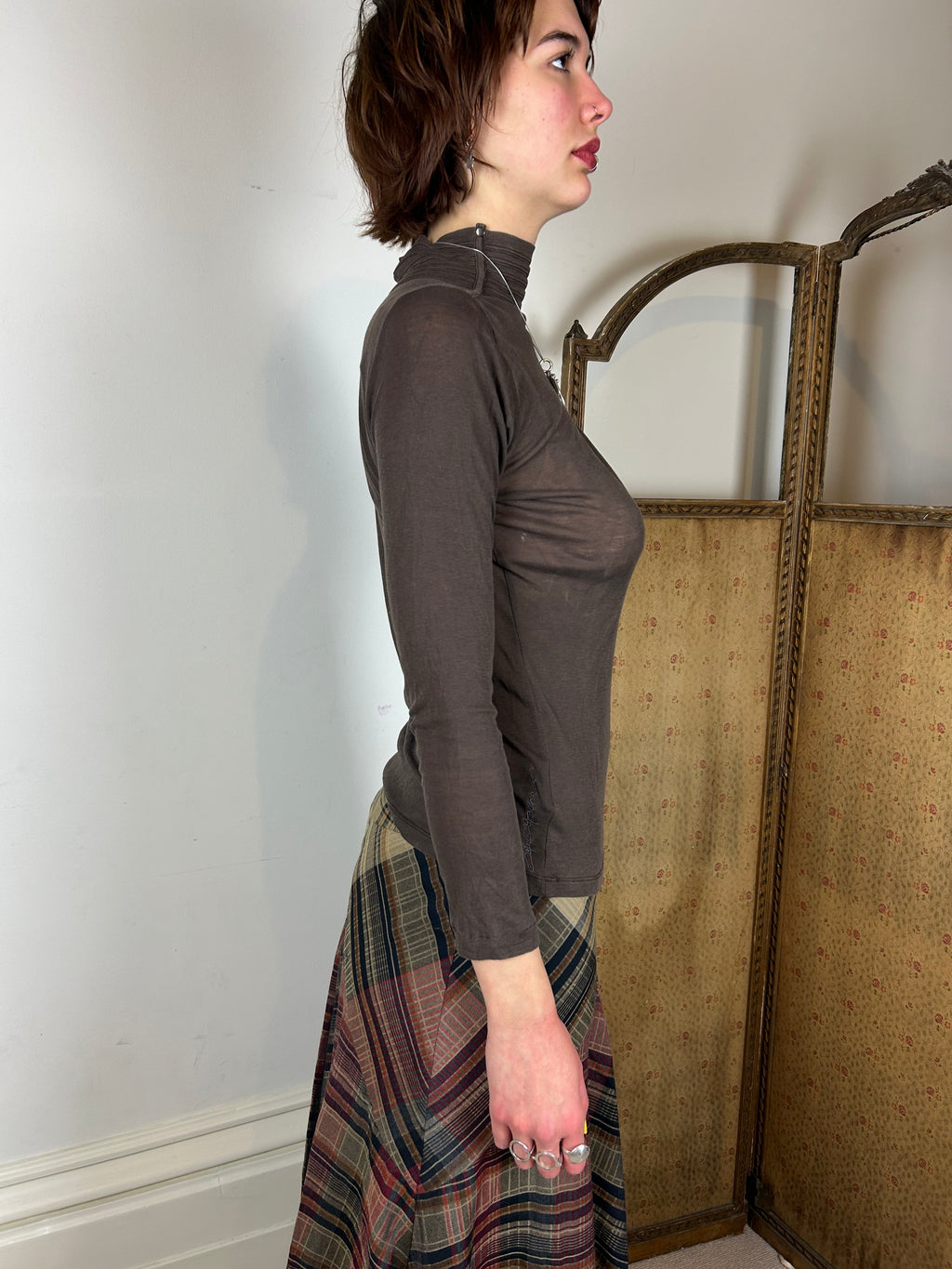 Brown cop copine mesh top