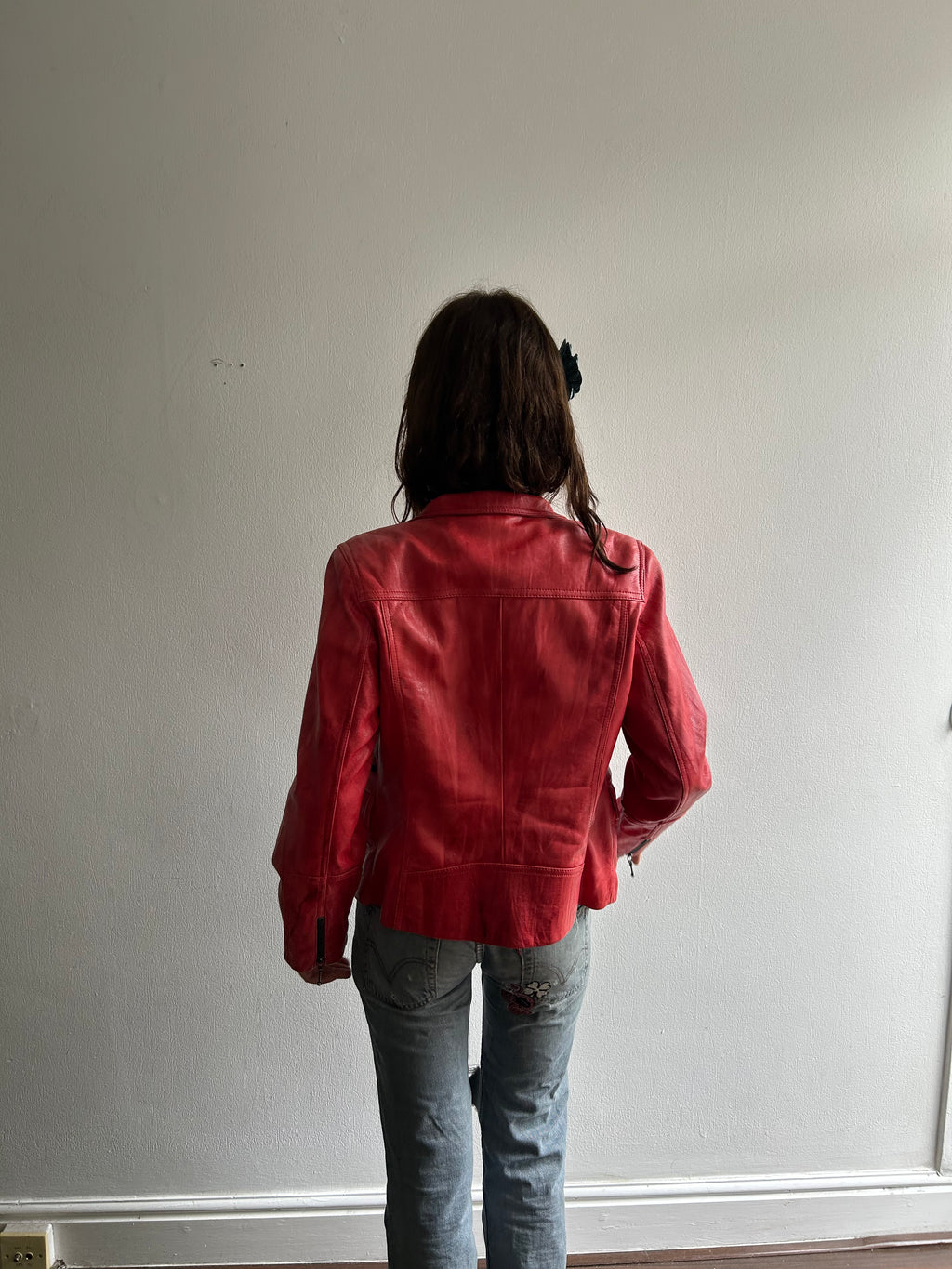 Red / Pink Vintage Leather Jacket