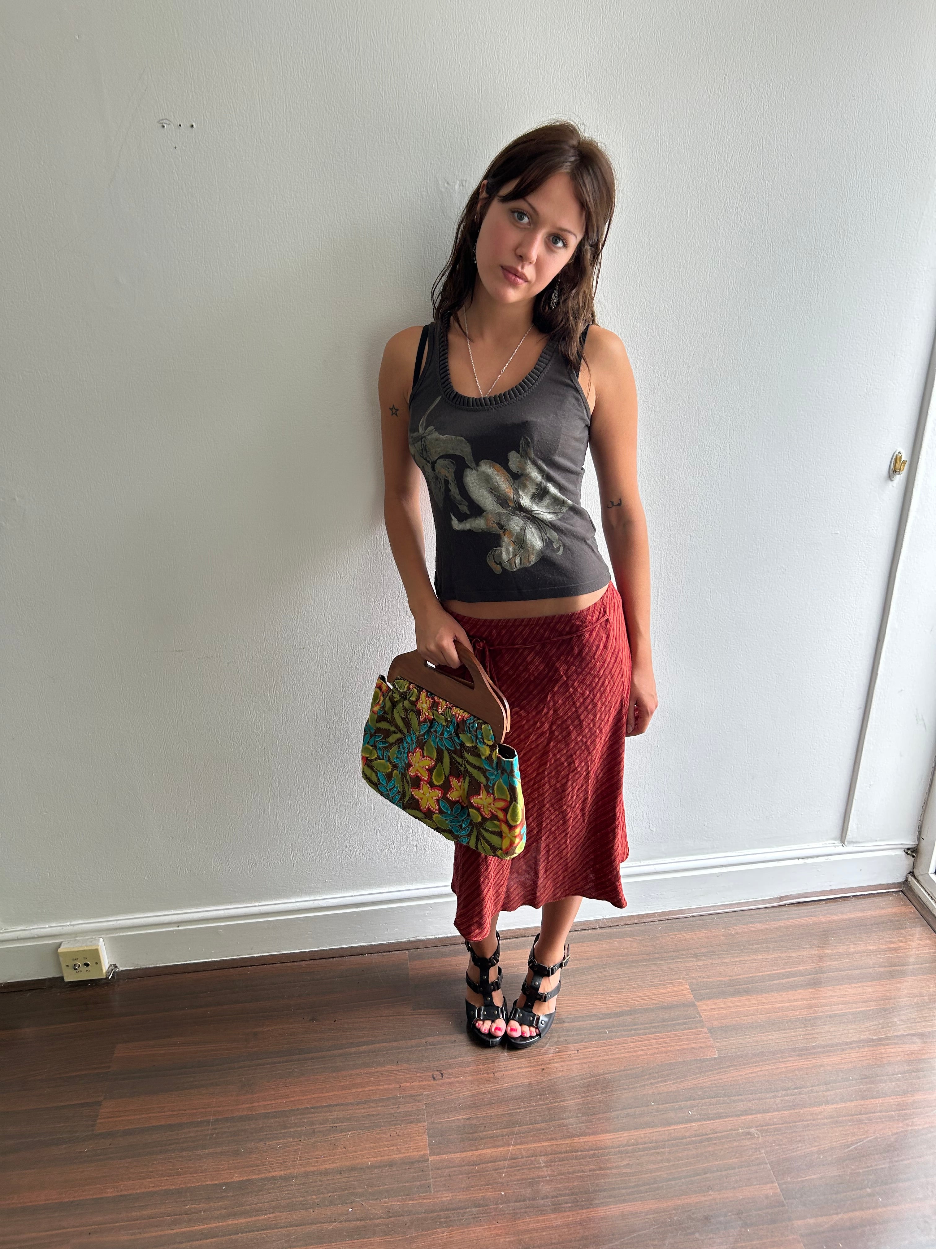Vintage Red Stripe Skirt