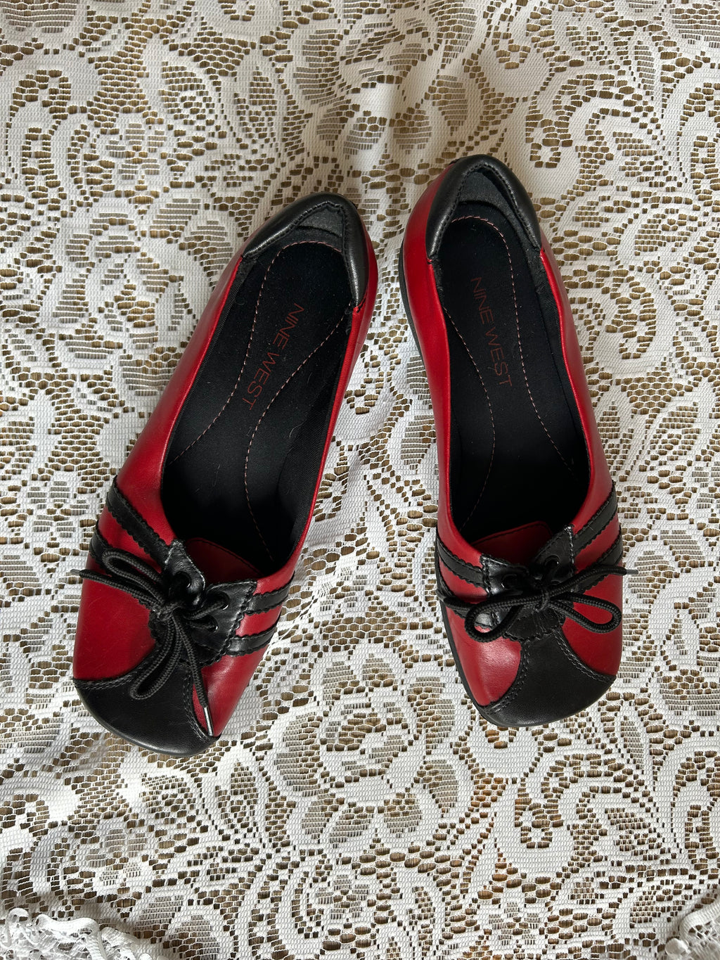 Nine West Red and Black Ballet Pumps