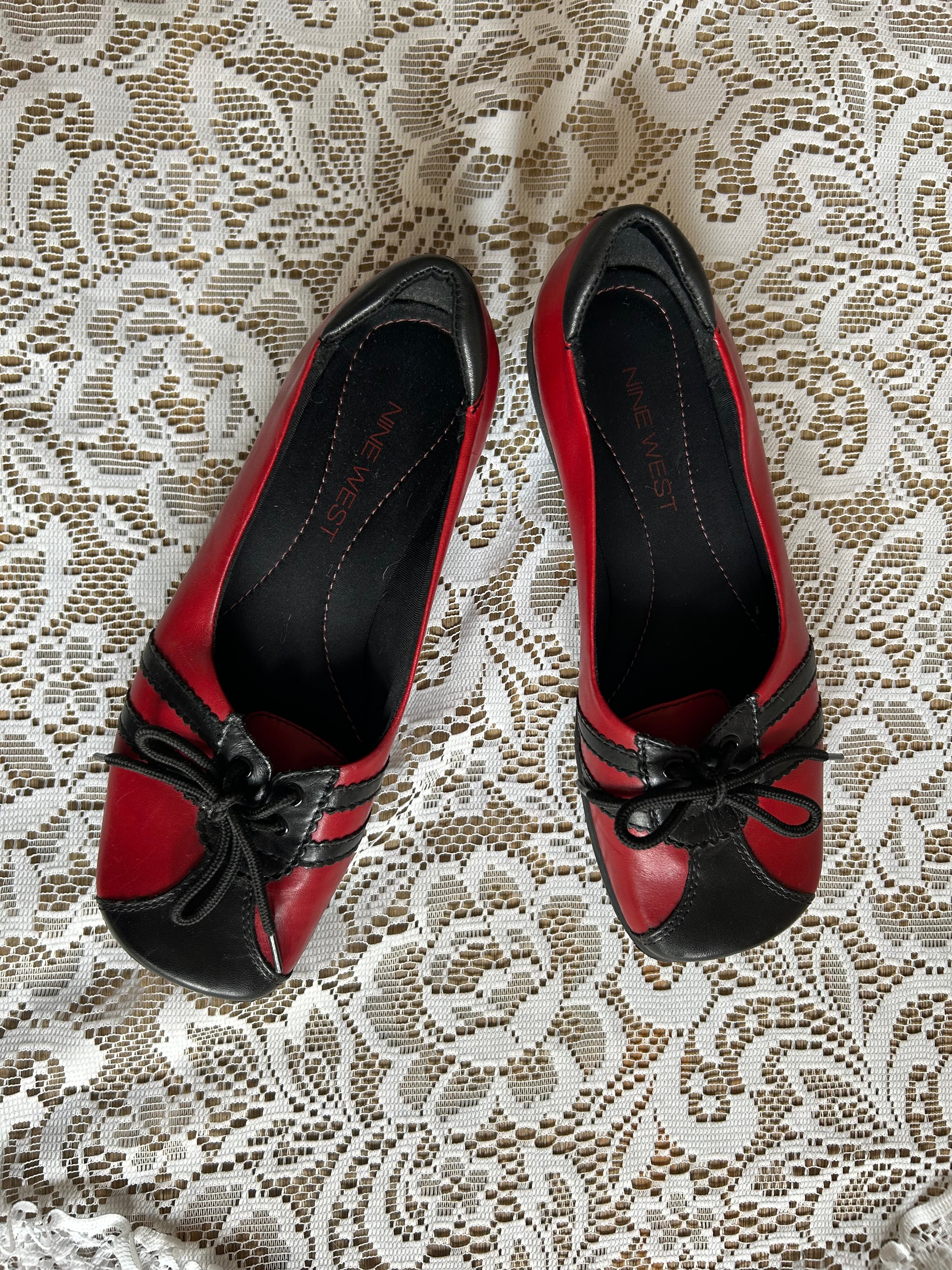 Nine West Red and Black Ballet Pumps