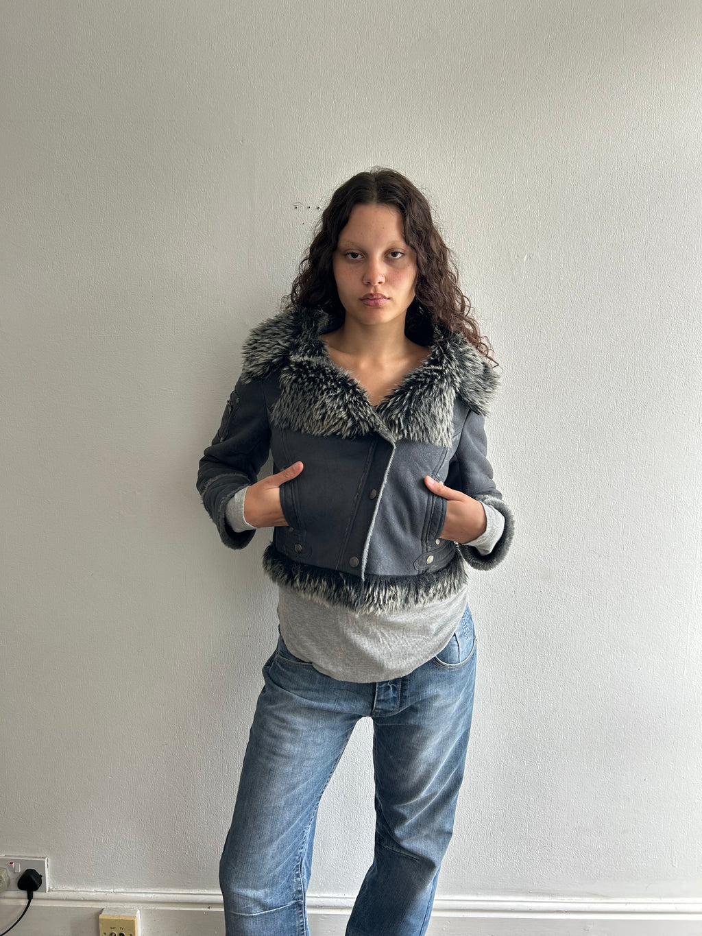 Powder Blue Fur Coat