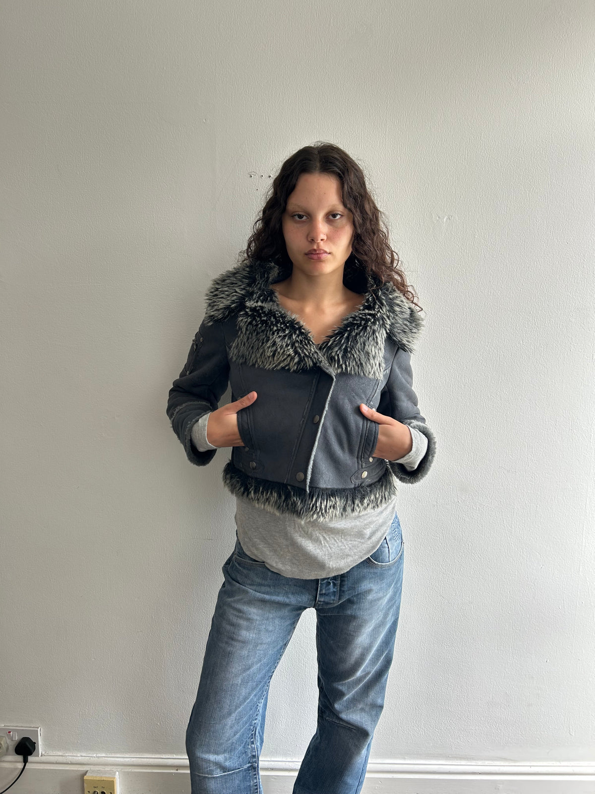 Powder Blue Fur Coat
