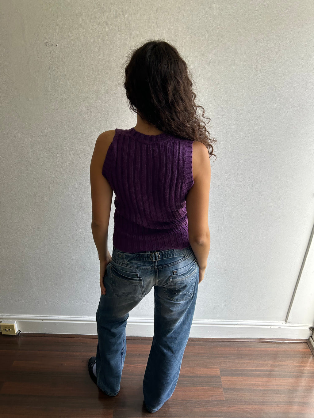 Purple Knit Sweater Vest