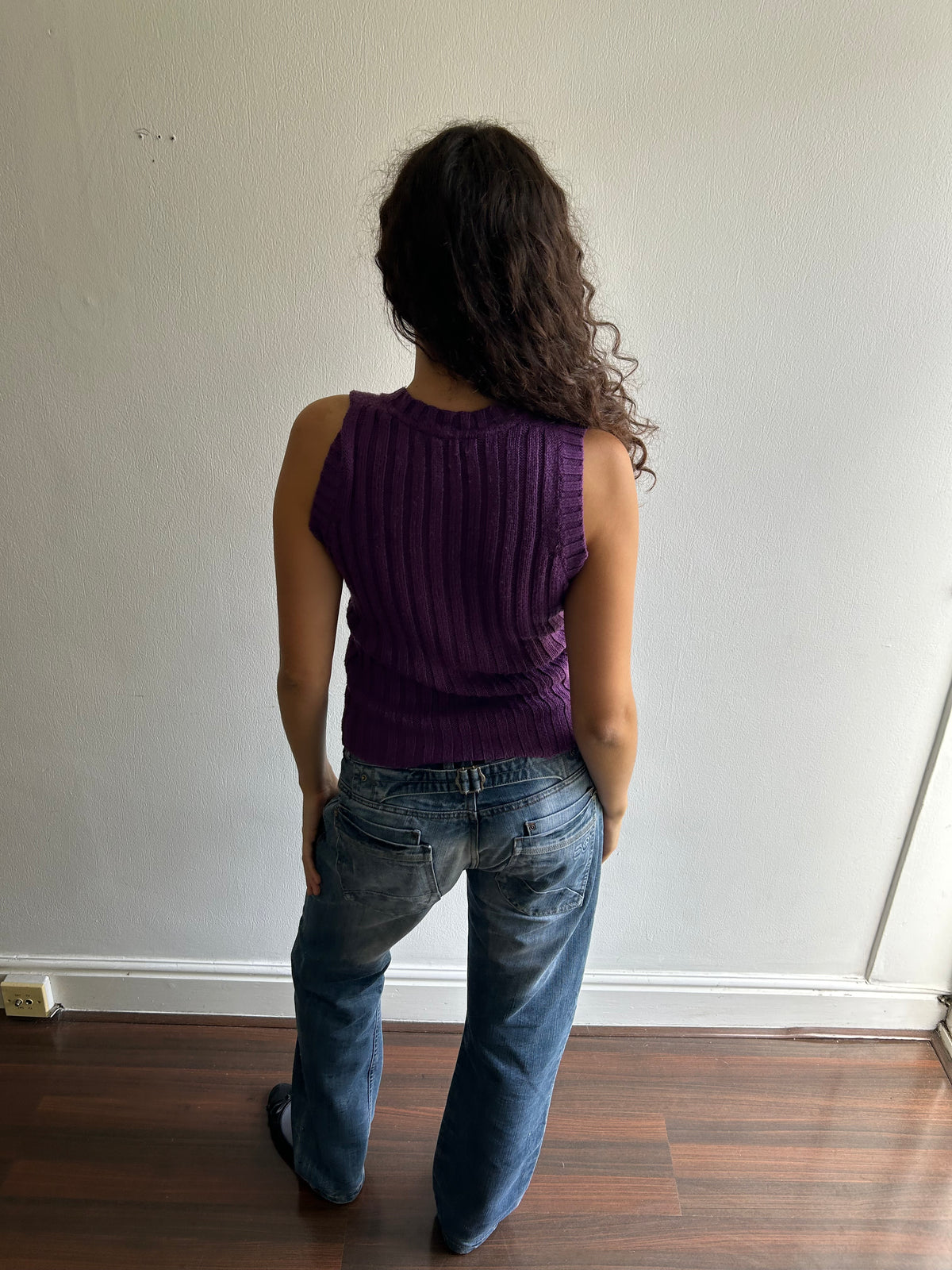 Purple Knit Sweater Vest