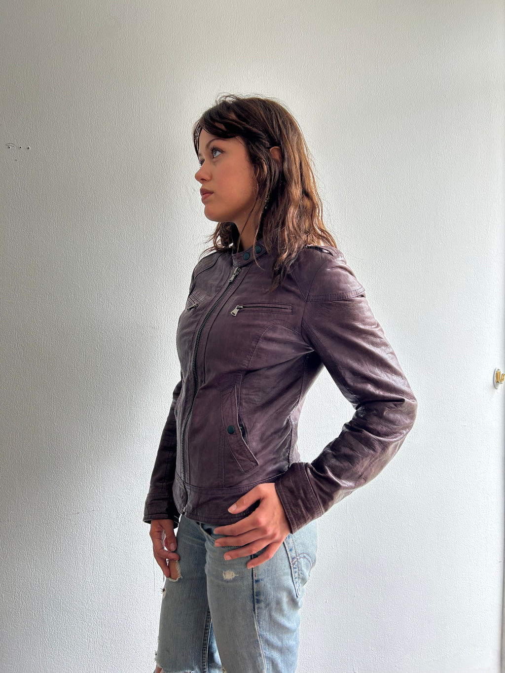 Grape Vintage Leather Jacket