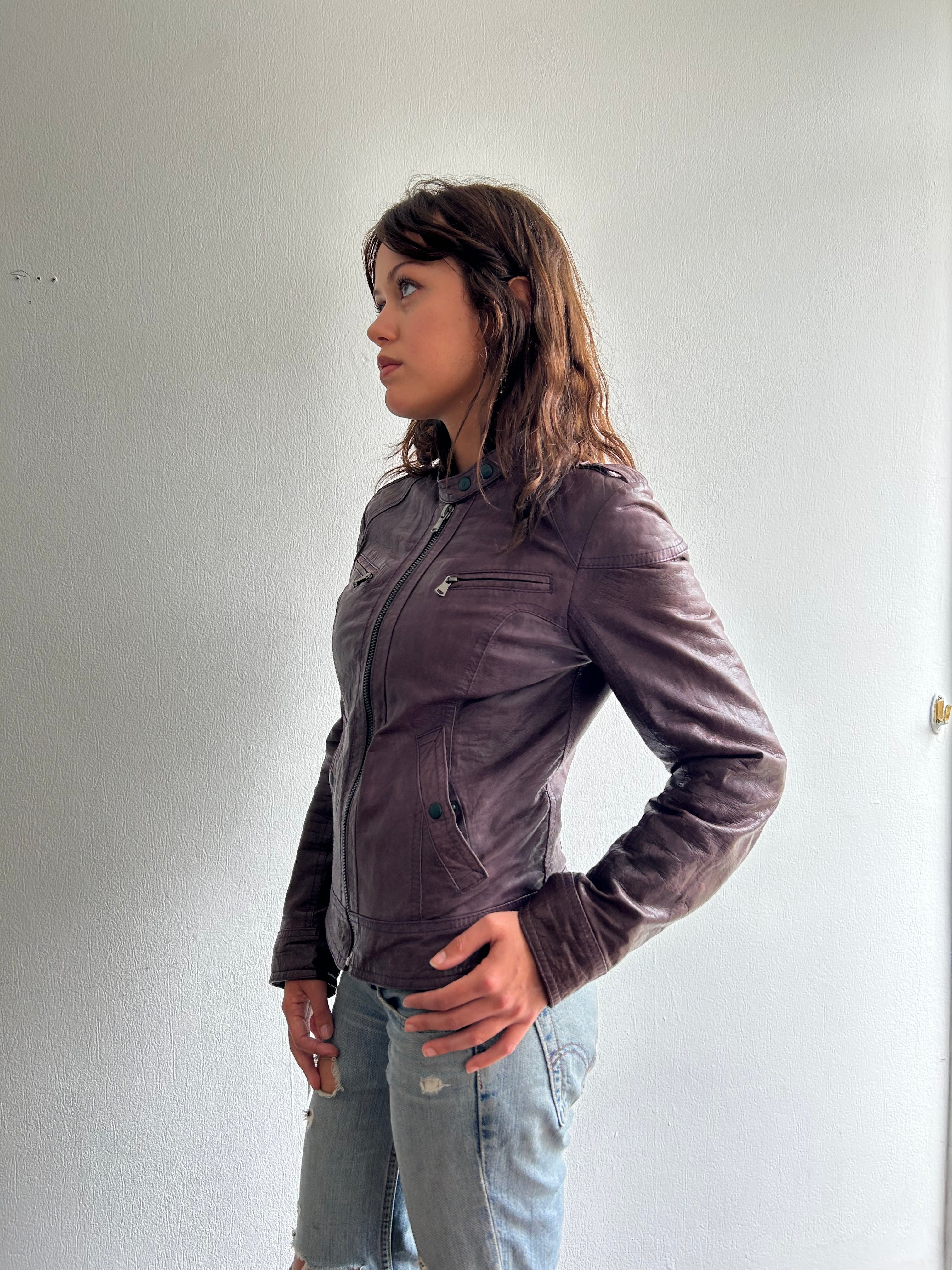 Grape Vintage Leather Jacket