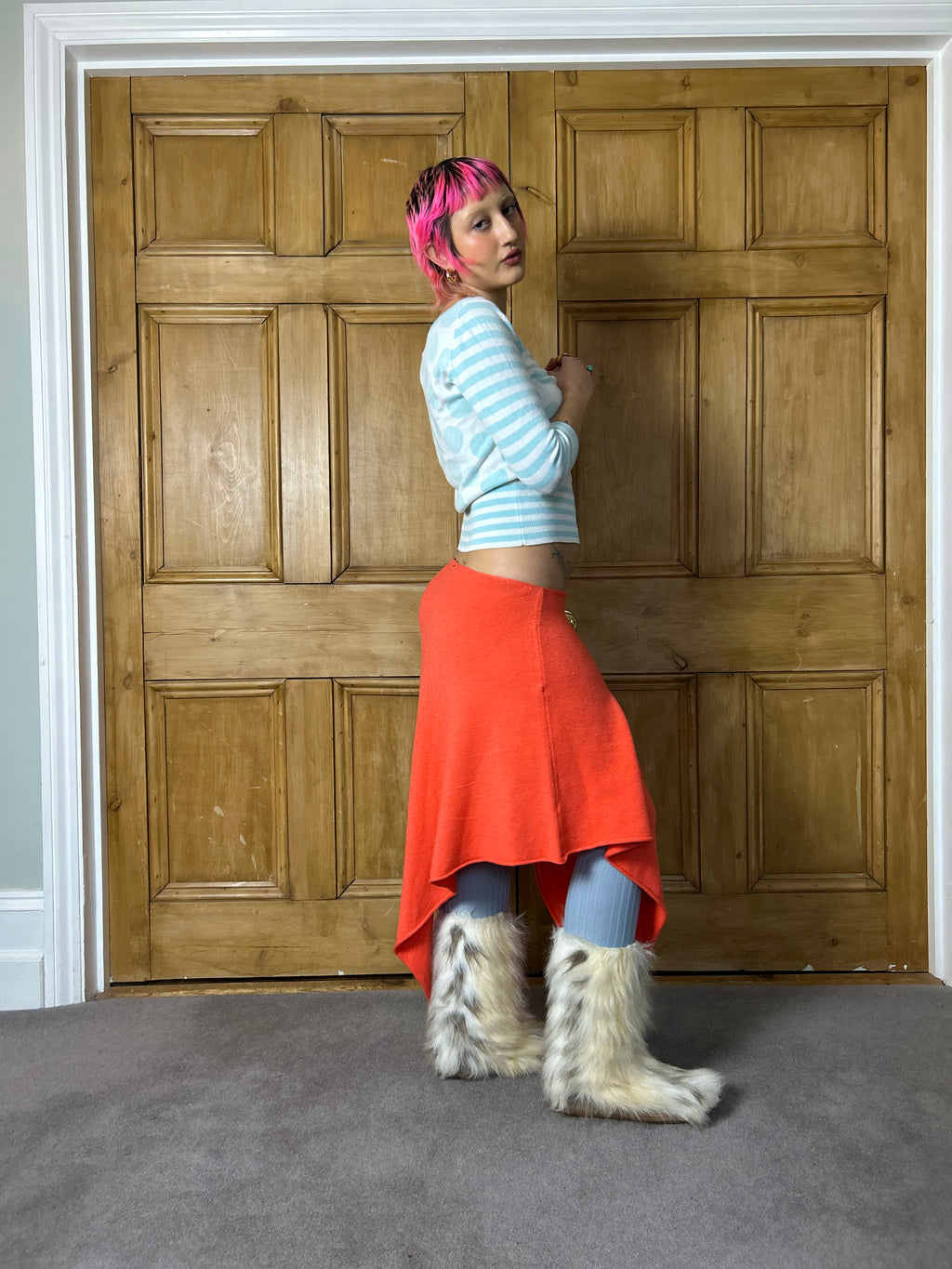 Coral Asymmetrical Star Skirt