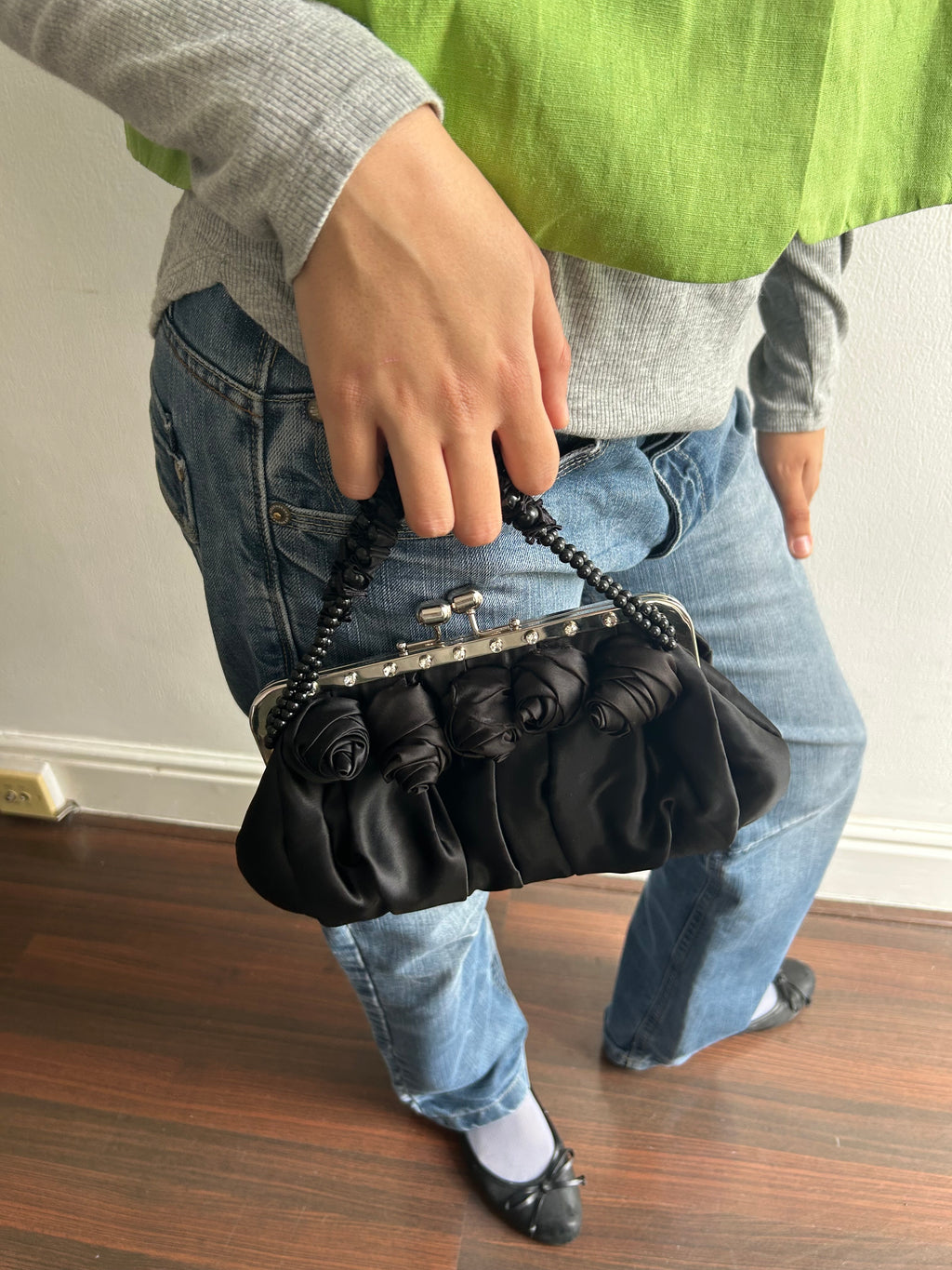 Beaded Black Clutch Bag