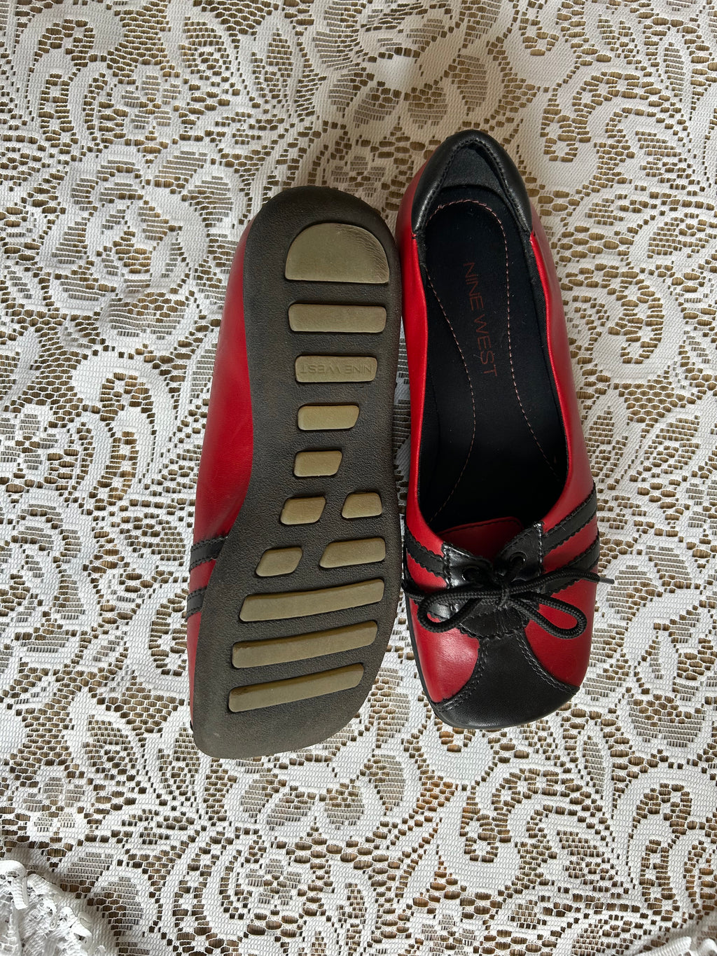 Nine West Red and Black Ballet Pumps