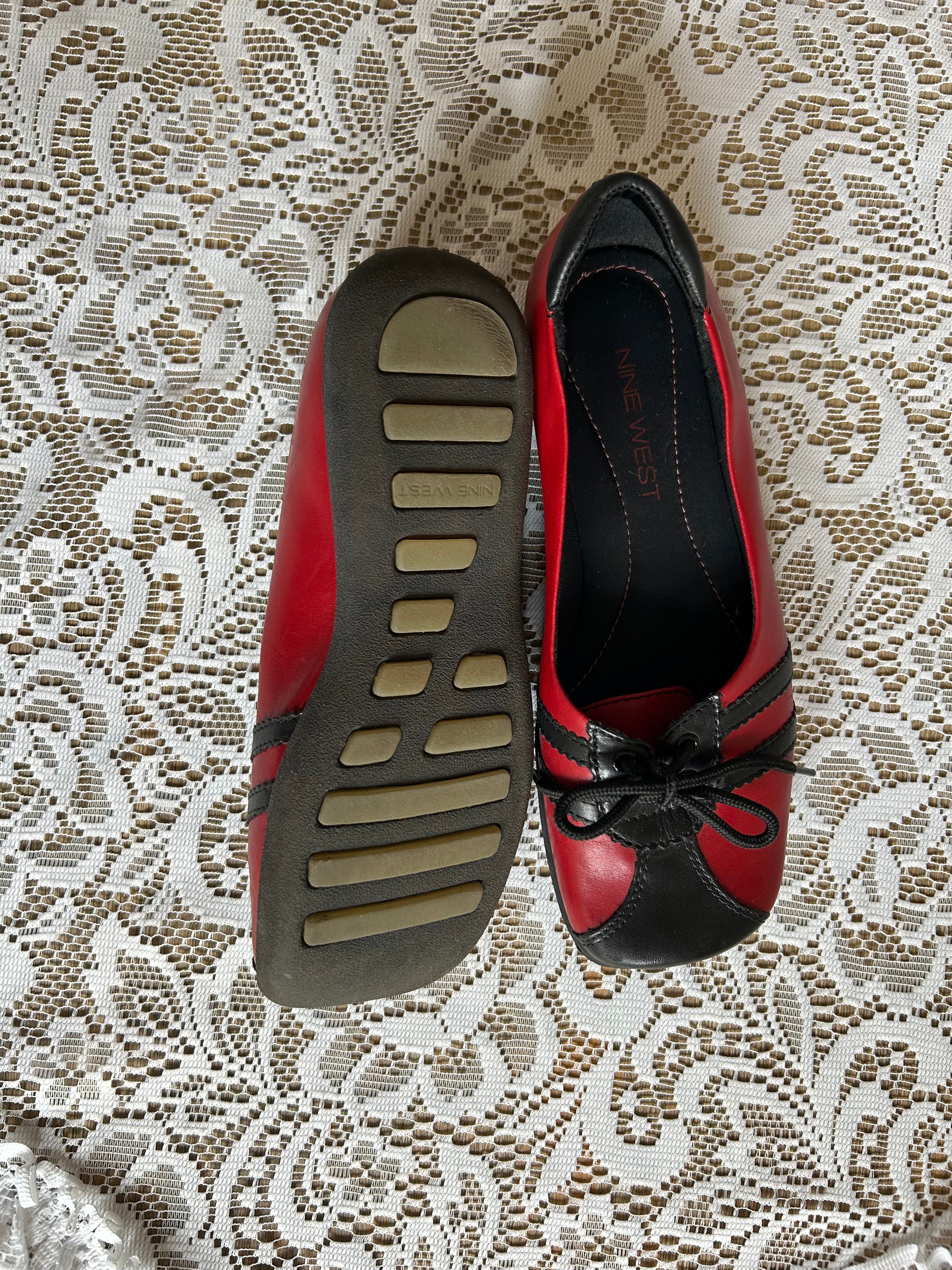 Nine West Red and Black Ballet Pumps