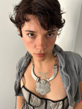 Chunky silver embellished necklace