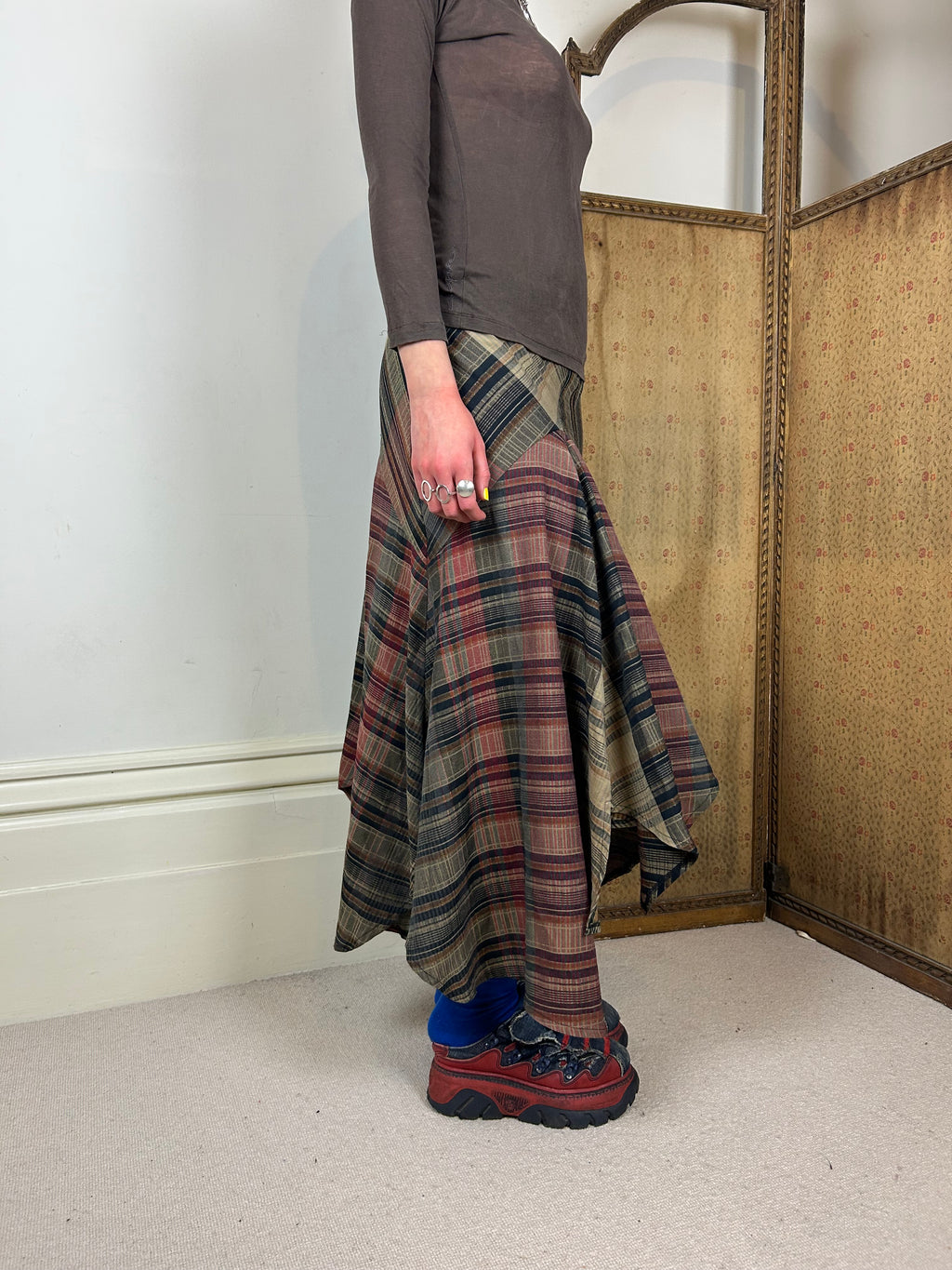 Tartan asymmetrical skirt