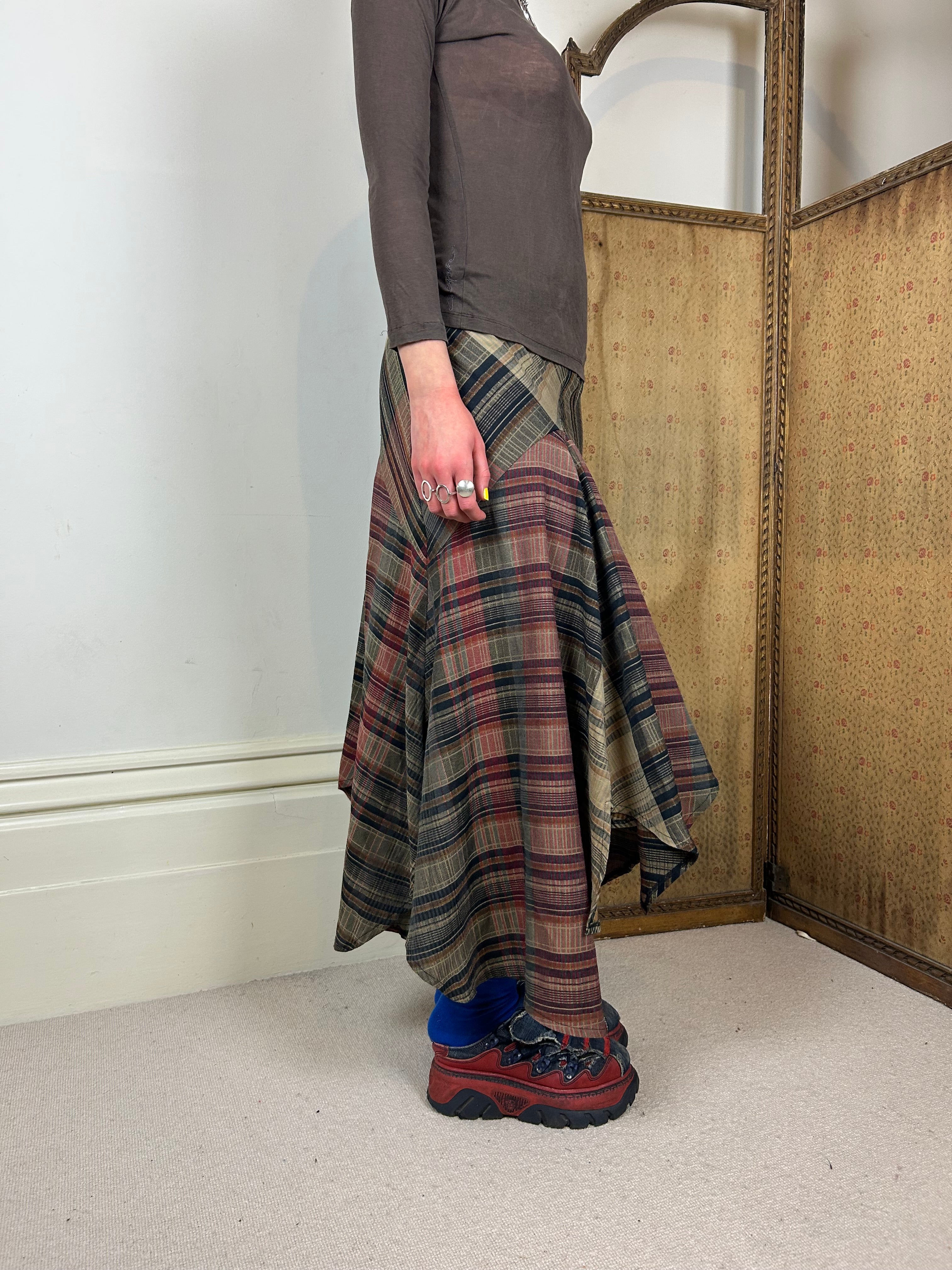 Tartan asymmetrical skirt