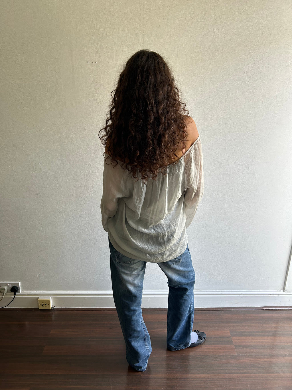 Grey Silk Top