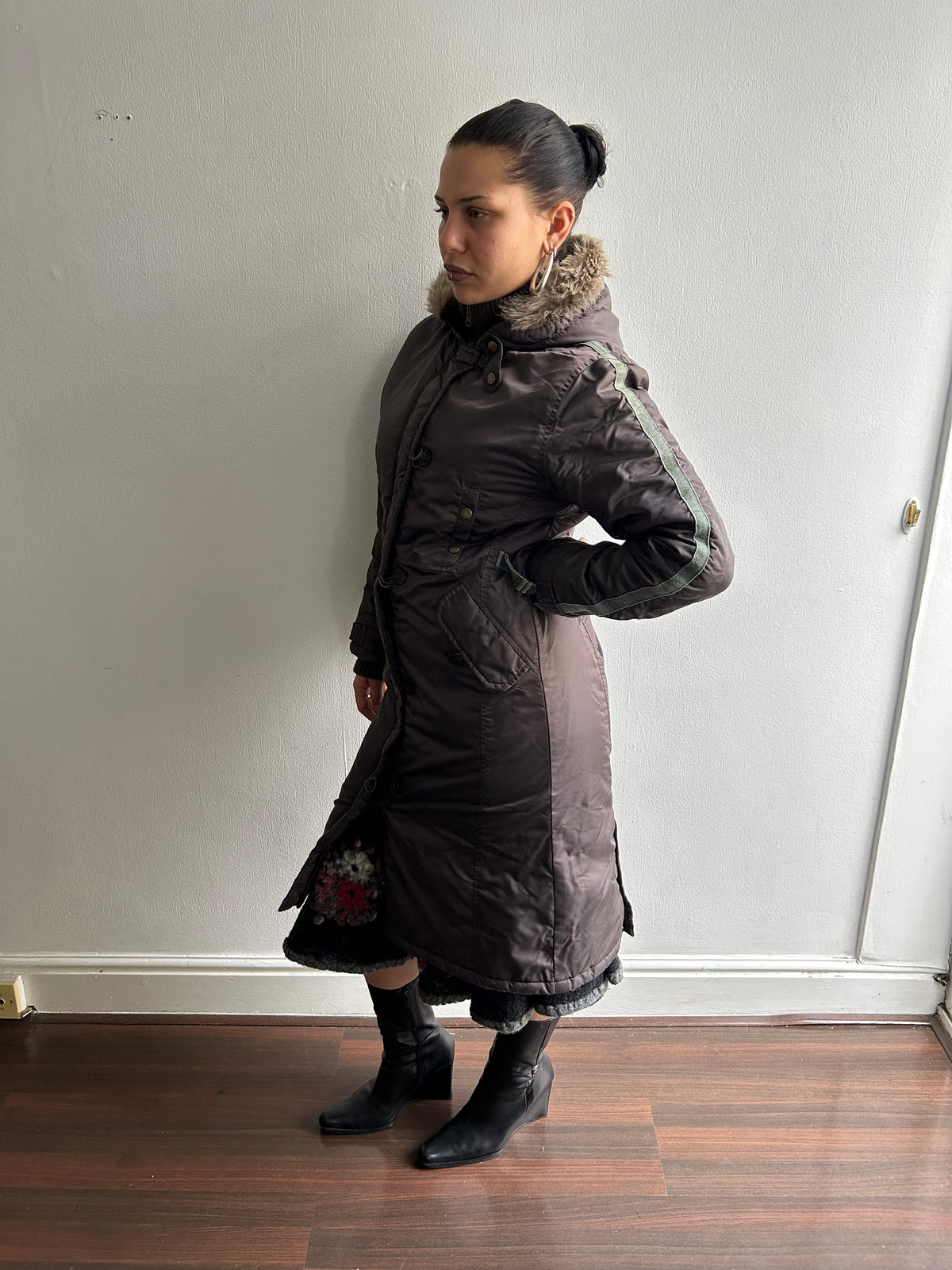 Vintage Waterproof Puffer Trench Coat