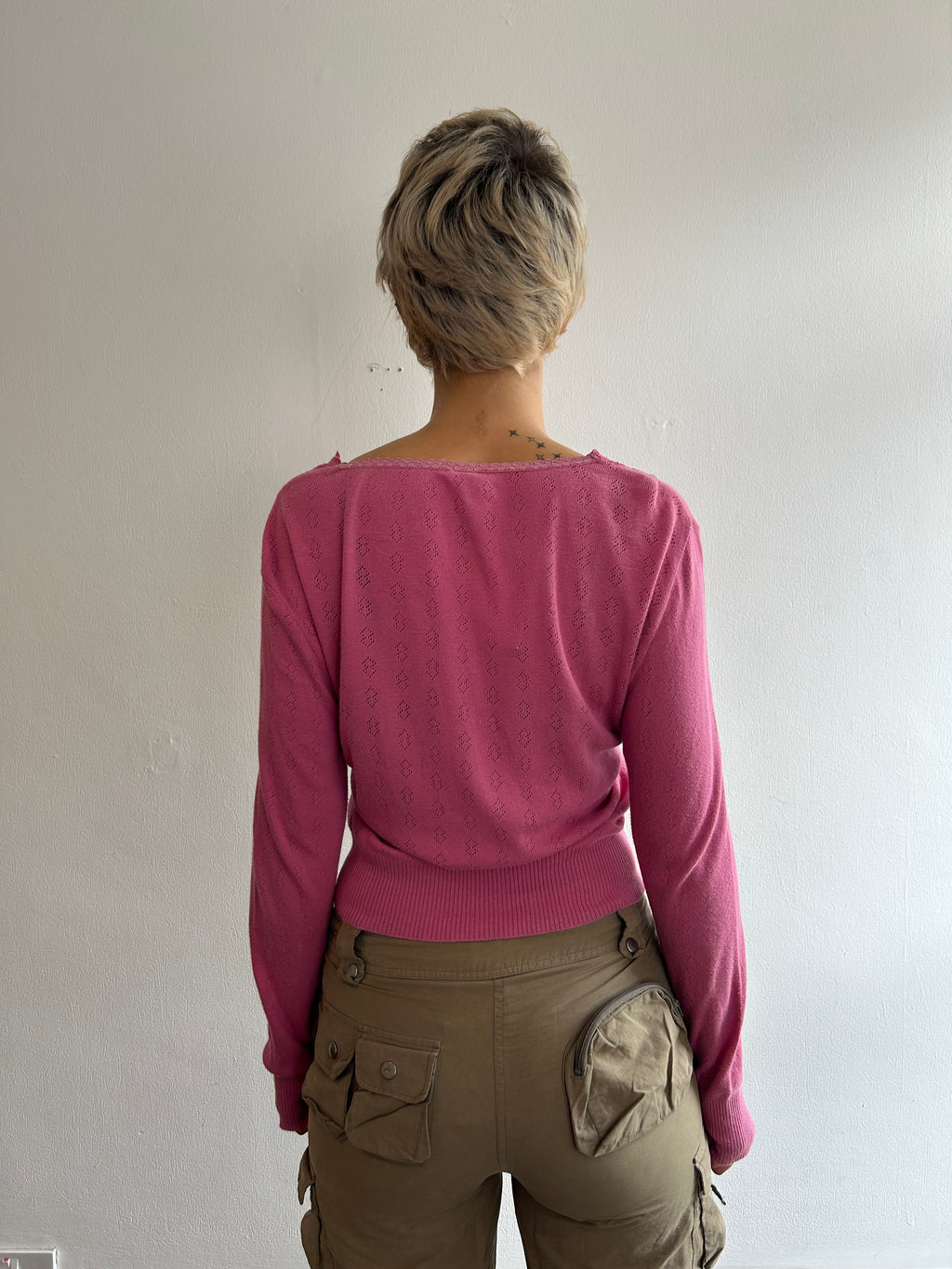 Pink Pointelle Cardigan