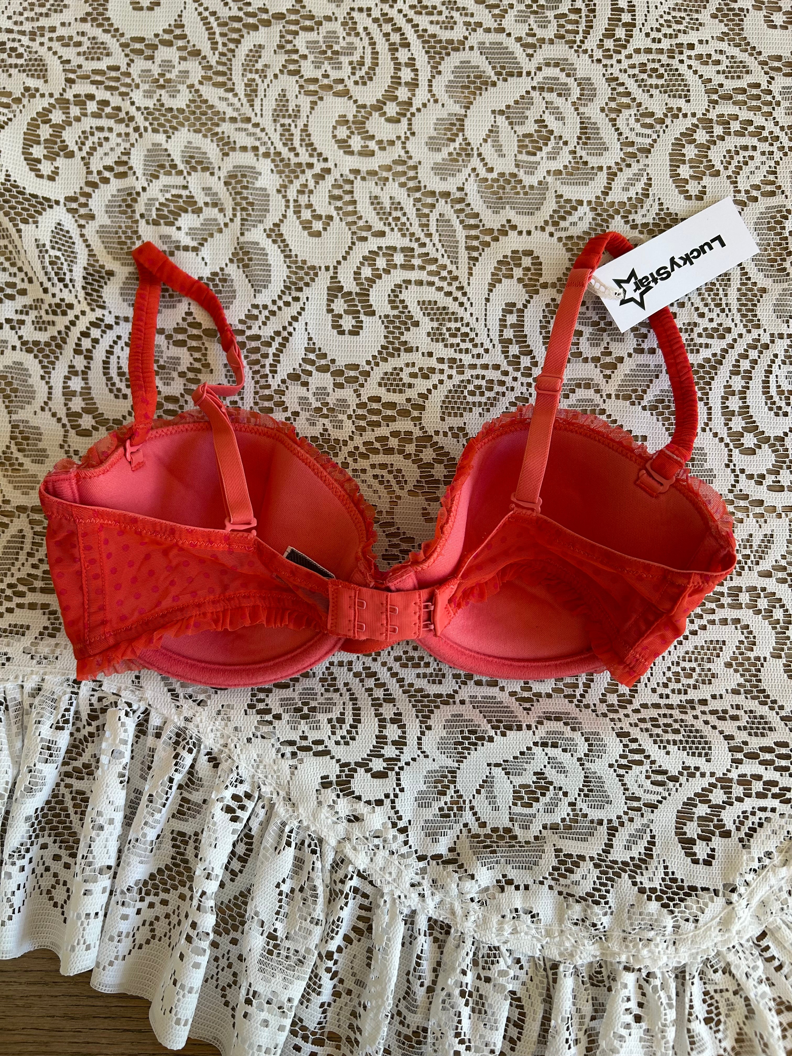 Orange and Pink Polka Dot Bra