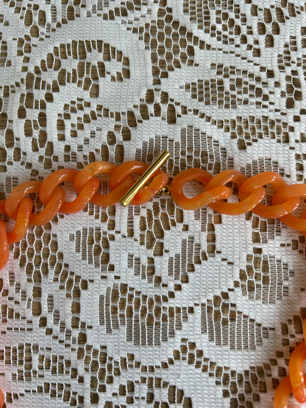 Chunky Orange Plastic Chain Necklace