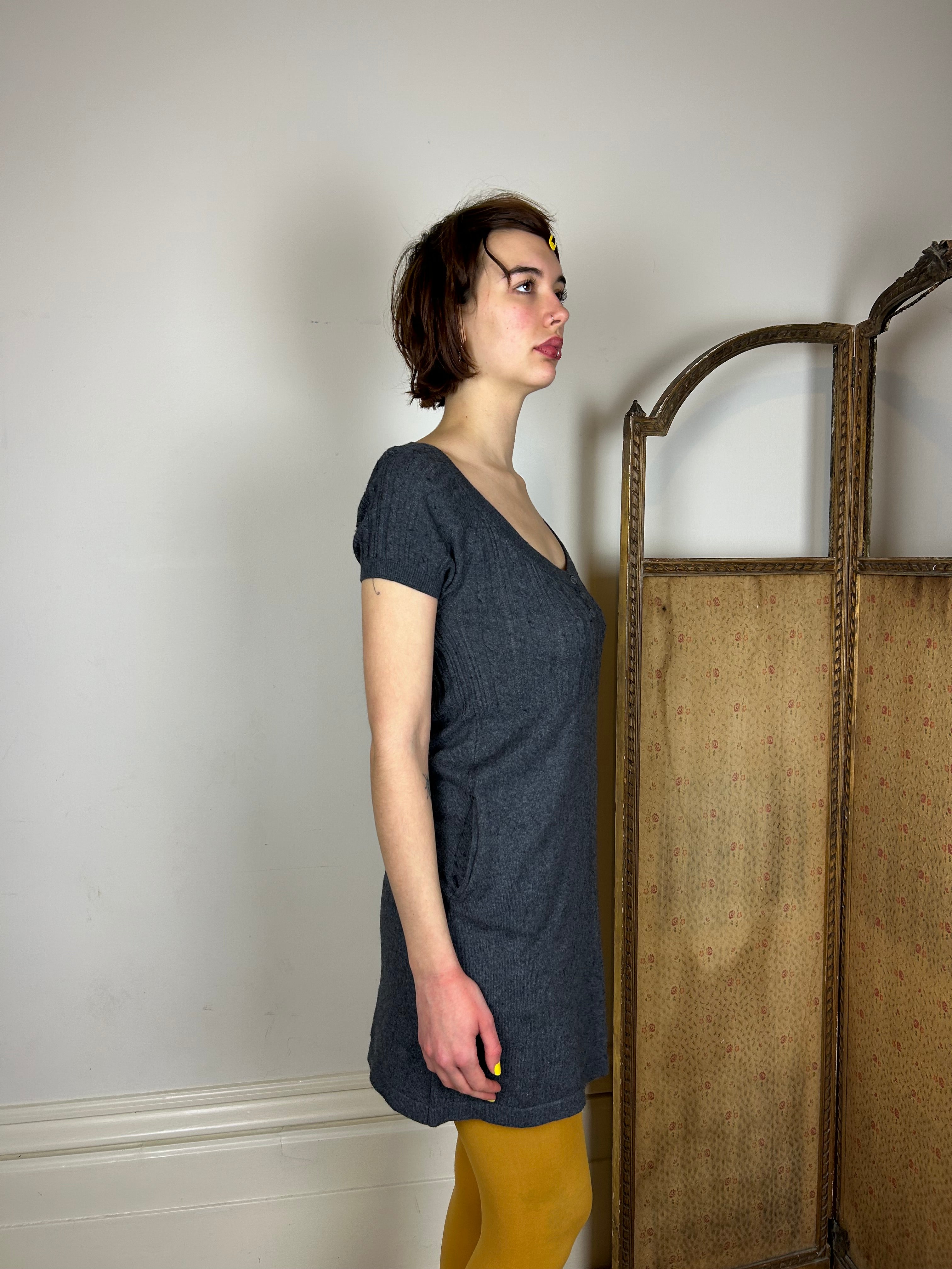 Grey cableknit dress