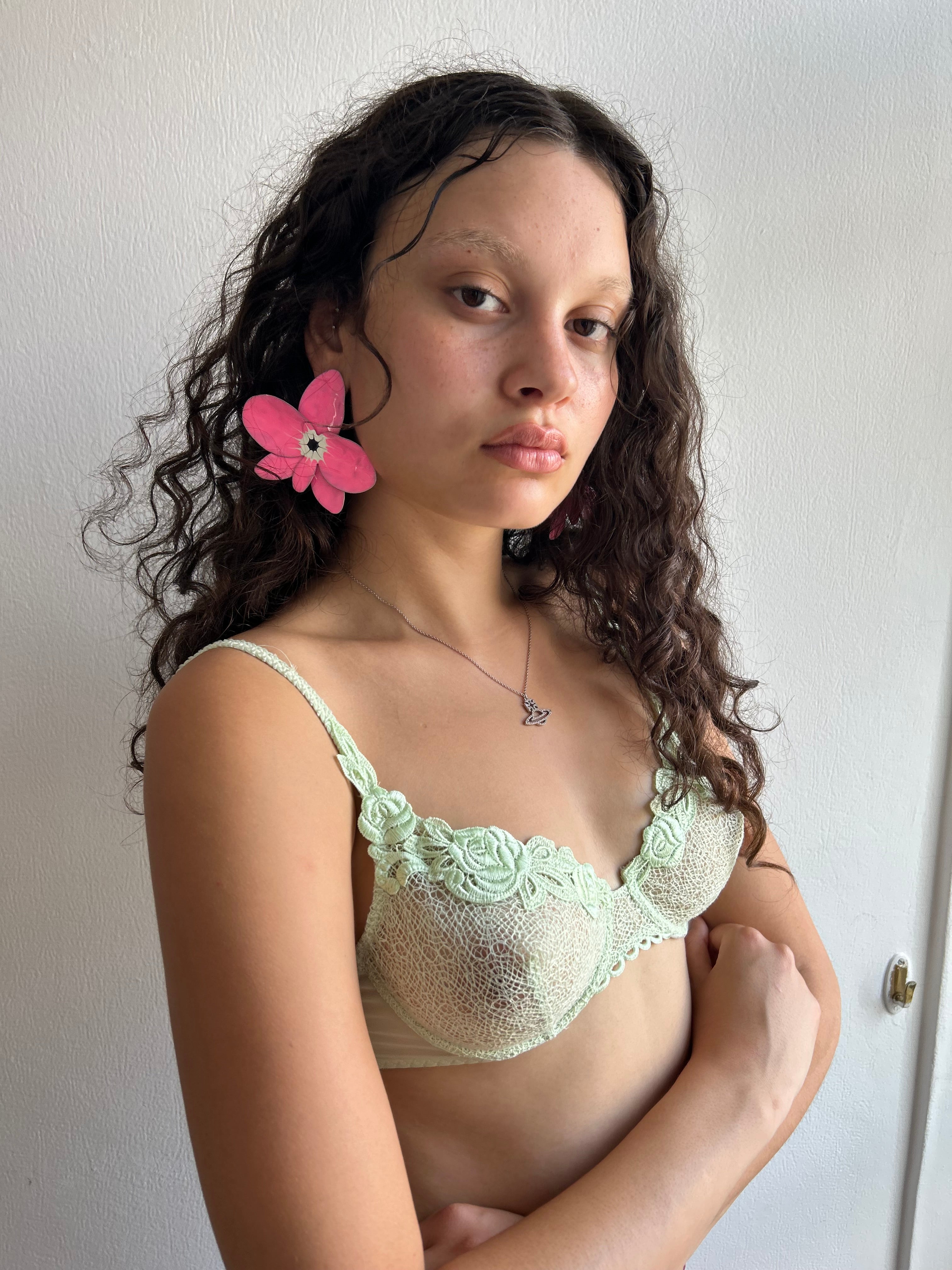 Vintage Mint Green Lace Bra