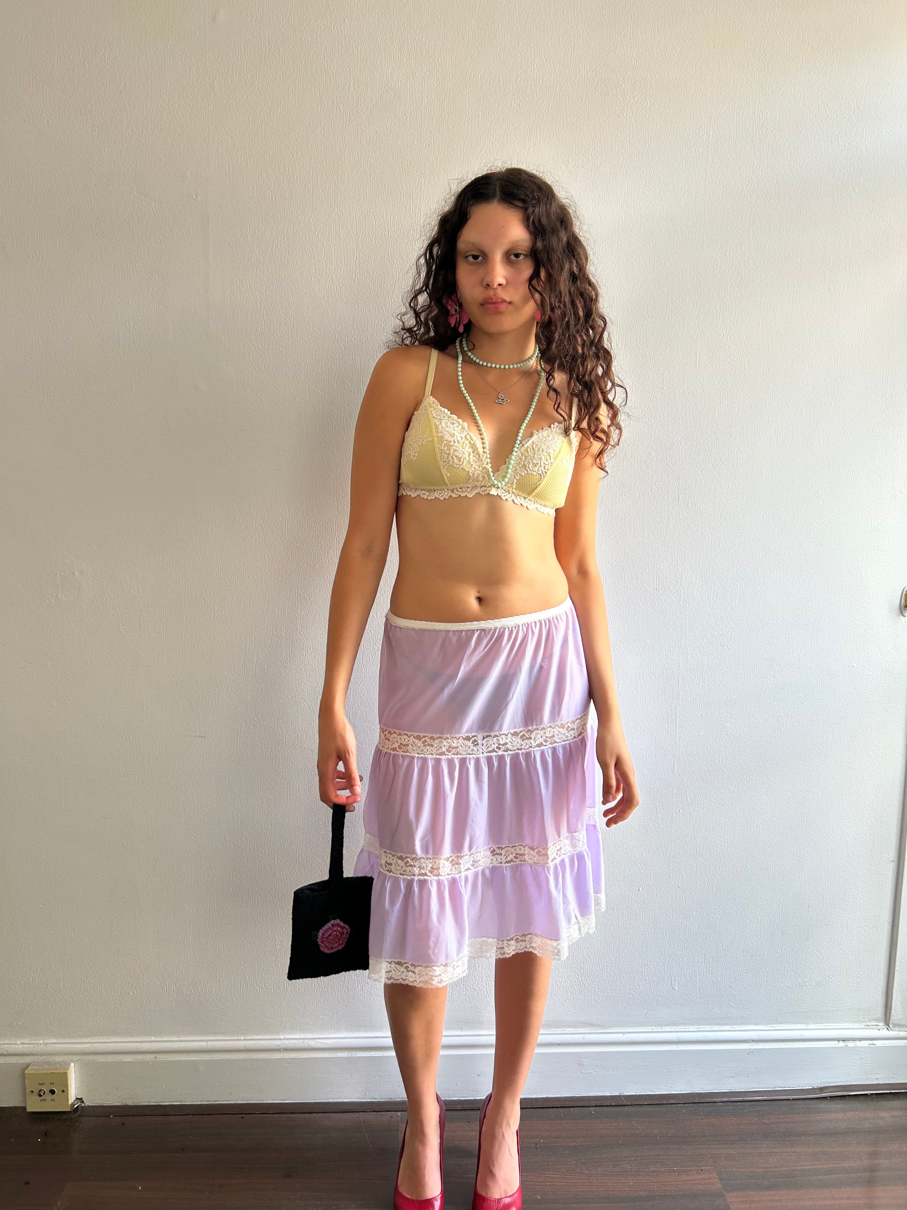 Vintage Lilac Tiered Slip Skirt